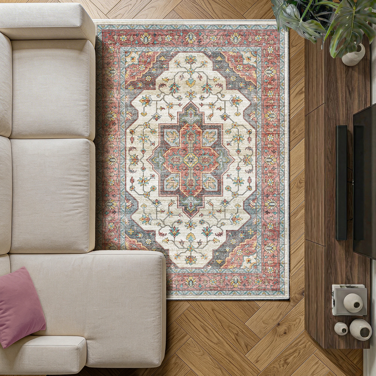 Solora - Persian Washable Dining Room Area Rug - 120x170cm
