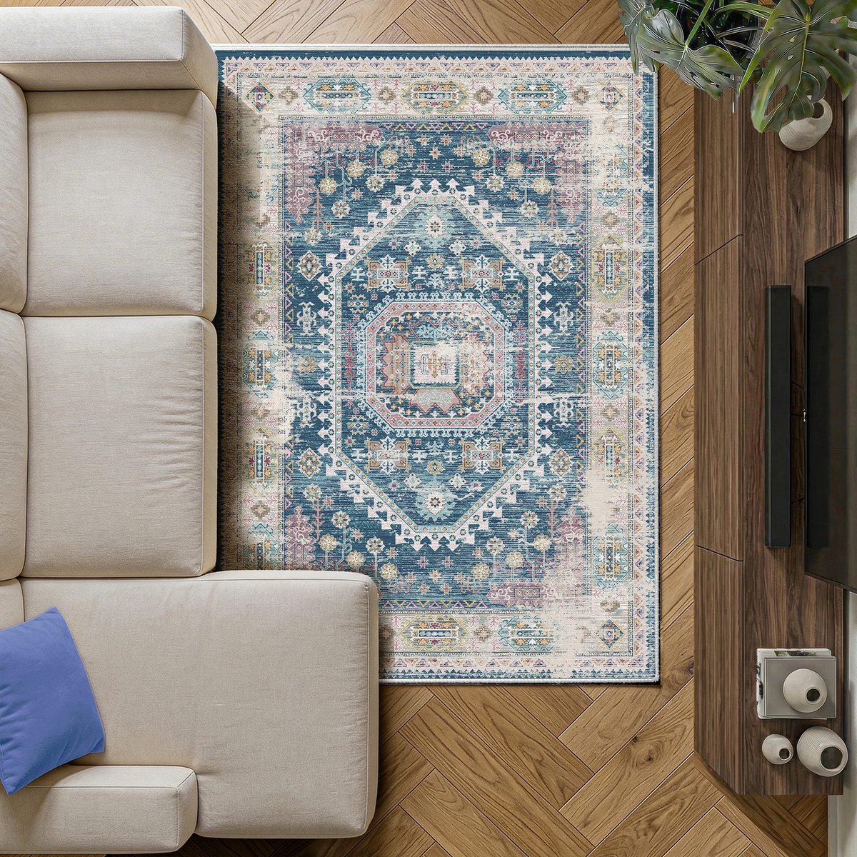 Soreli - Traditional Washable Dining Room Area Rug - 120x170cm