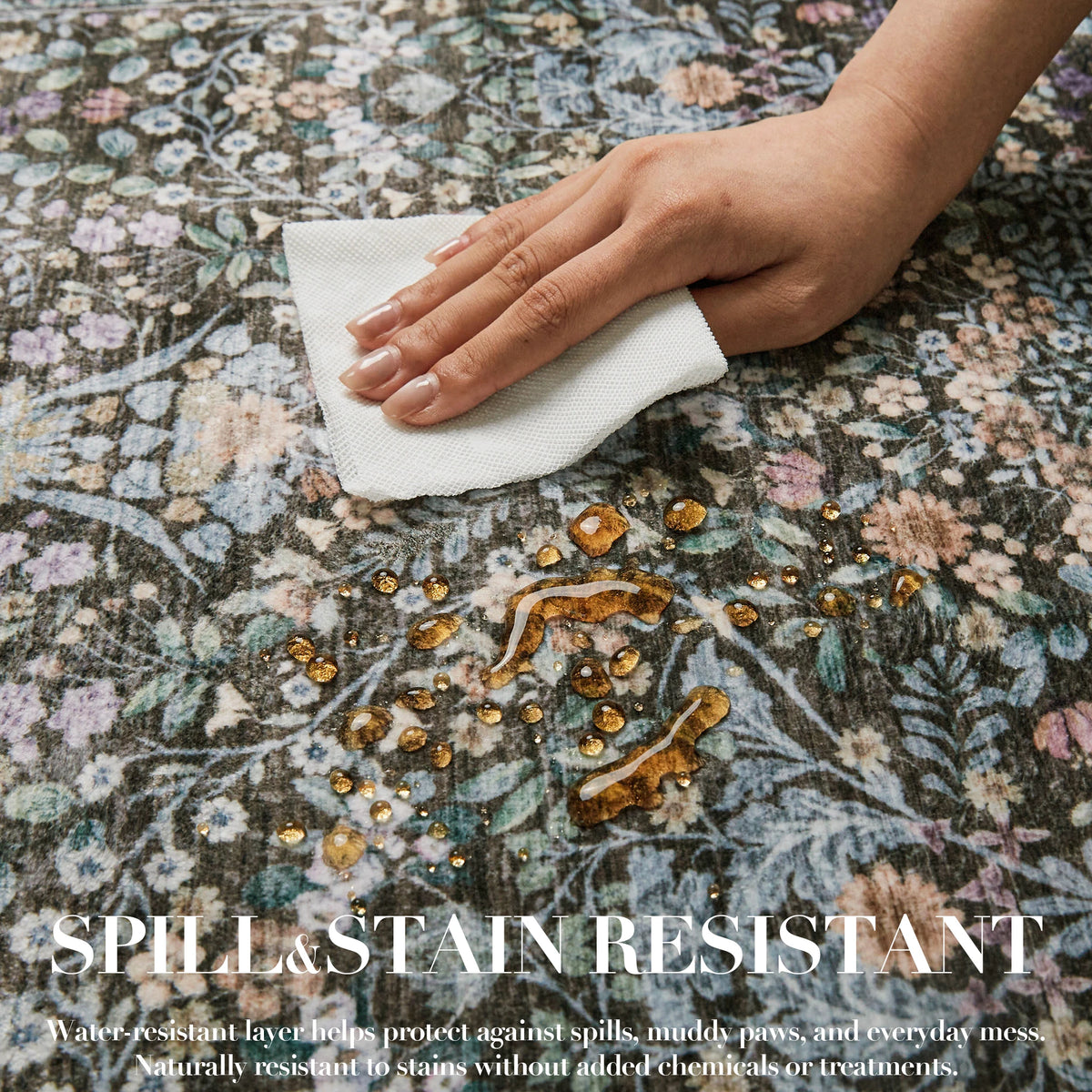 Orlina - Floral Washable Small Rug - 60x90cm – view 6