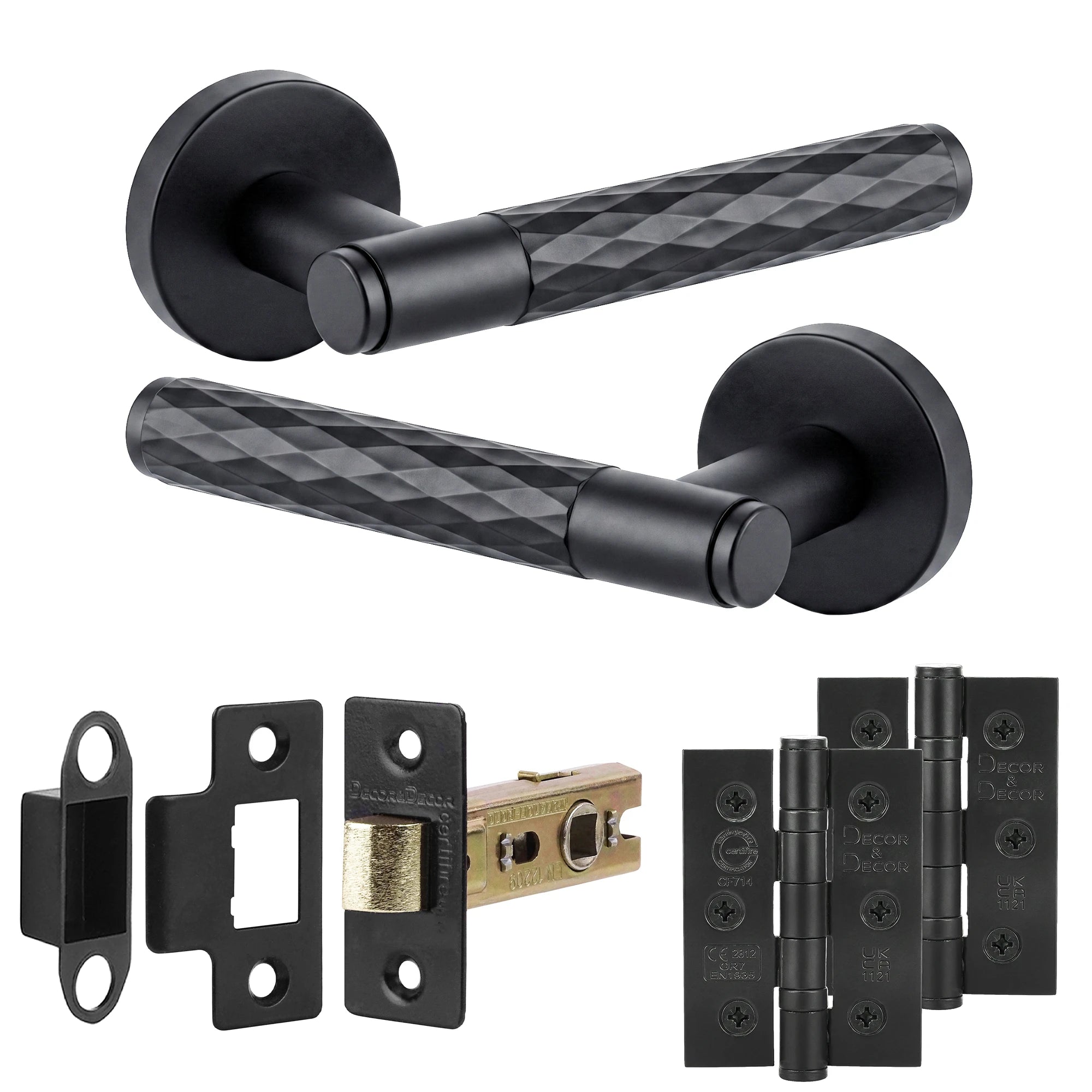 Tore Matt Black Passage Door Handles - Latch and Hinge Set