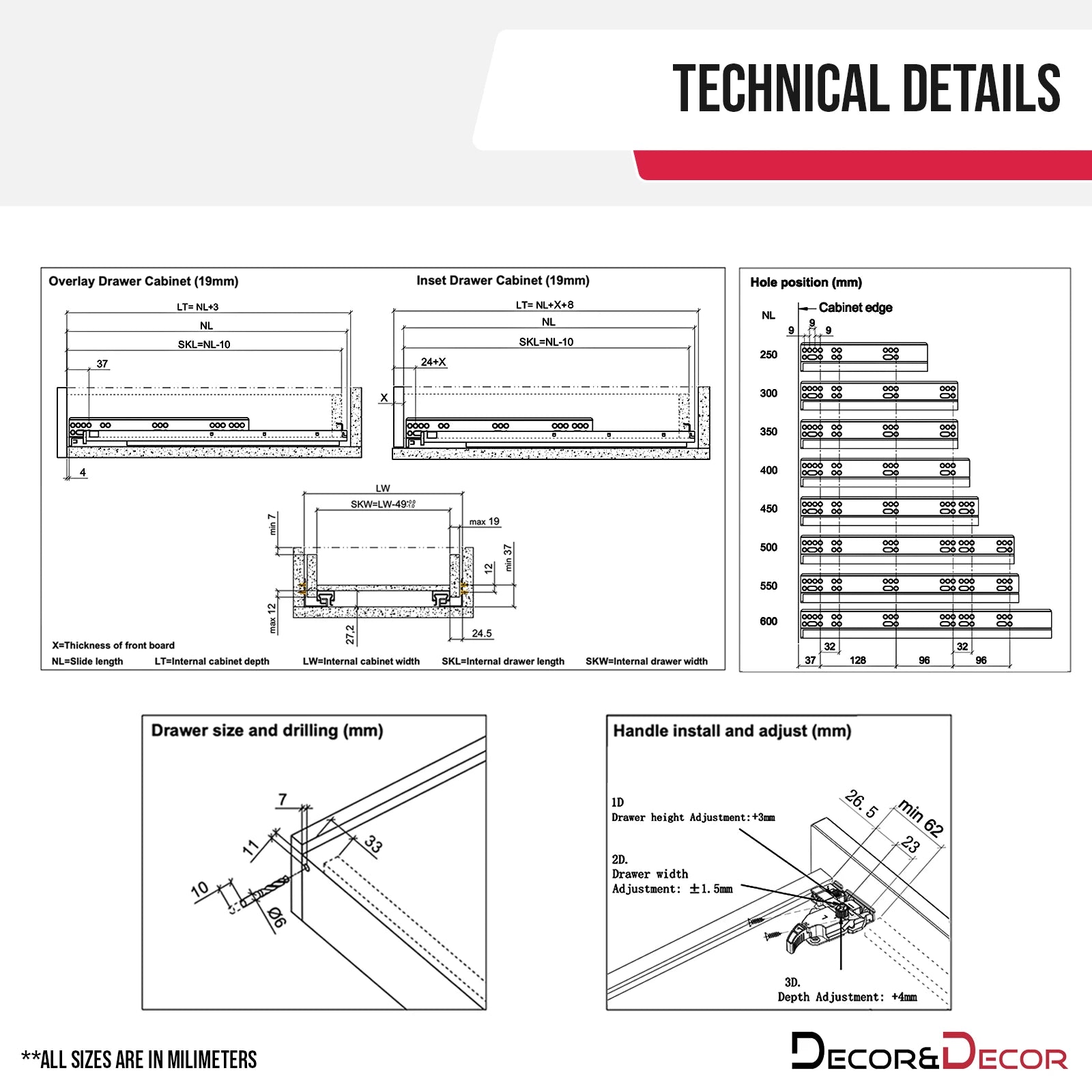 Undermount Drawer Runners 400mm - Push to Open, Full Extension - 390mm Drawer Length – view 3