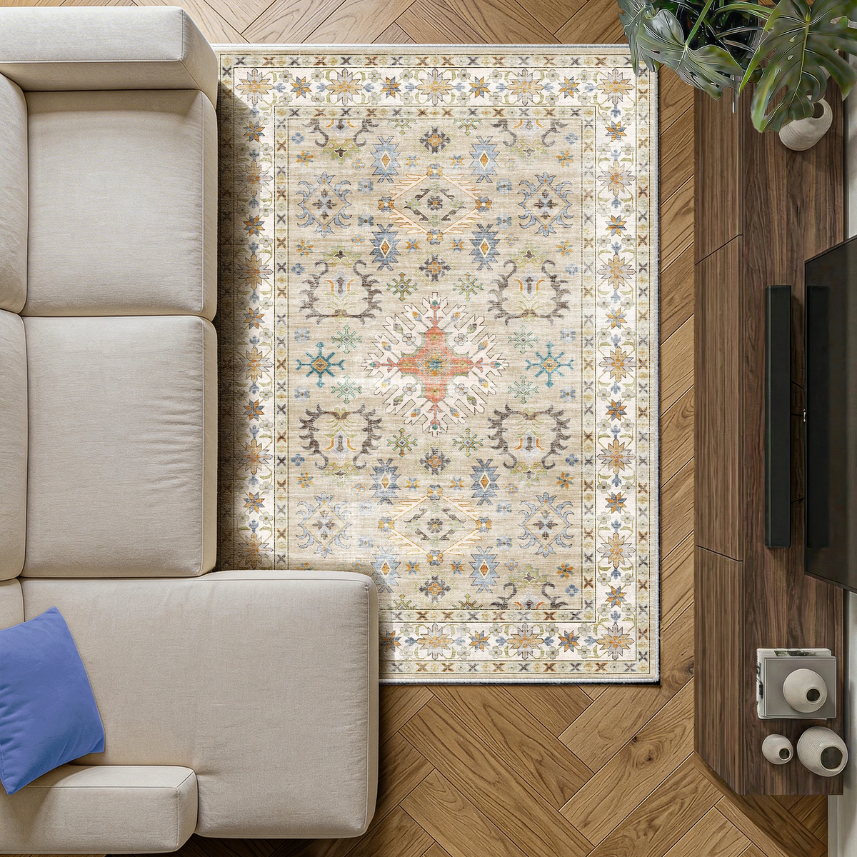 Tessia - Vintage Washable Area Rug - 120x170cm