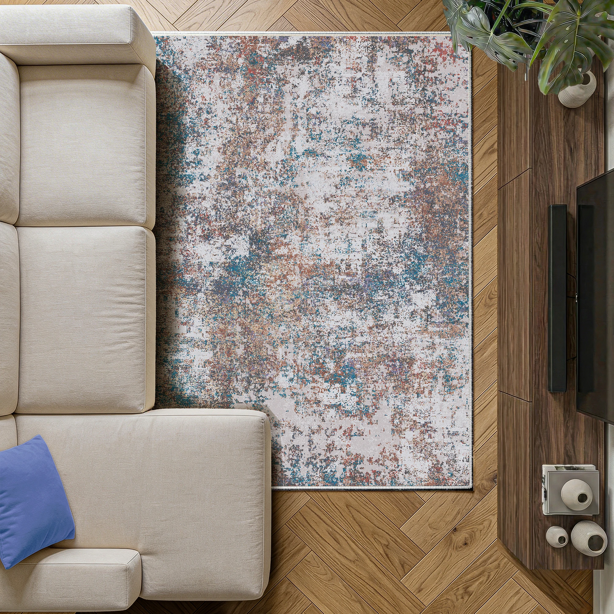 Trivon - Abstract Washable Living Room Area Rug - 120x170cm