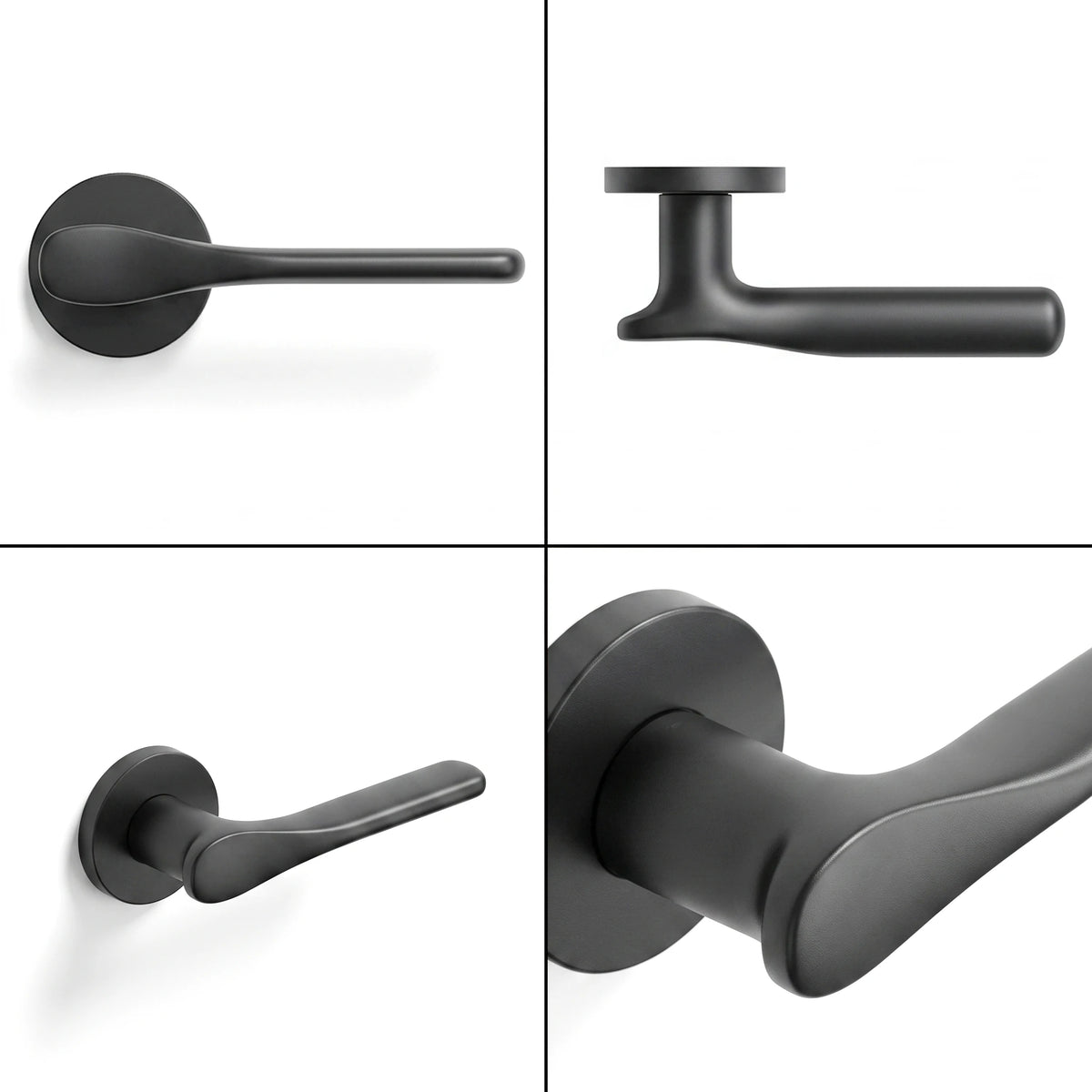 Verita Matt Black Privacy Door Handles – shown from multiple angles