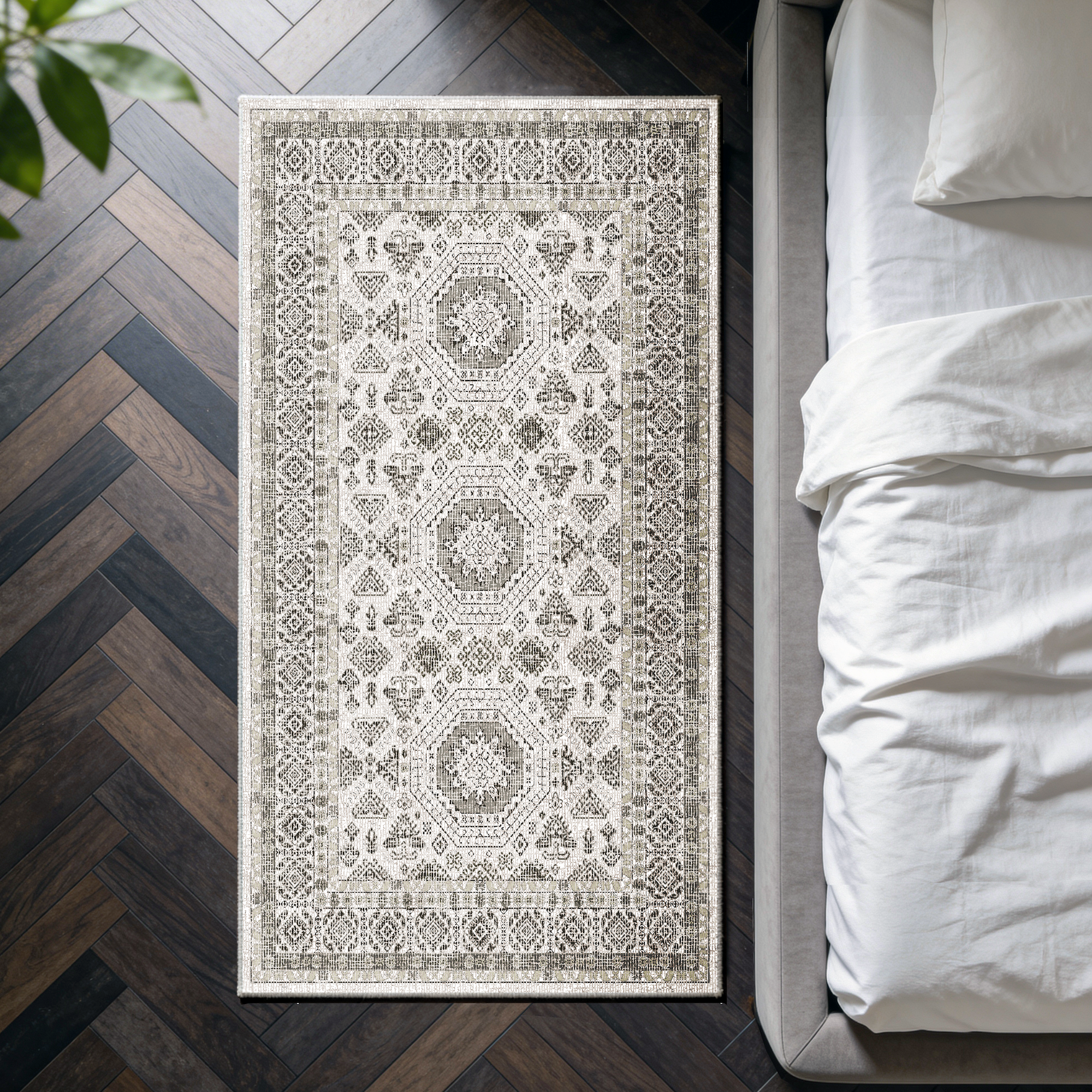 Vassia - Monochrome Washable Kitchen Rug - 80x150cm