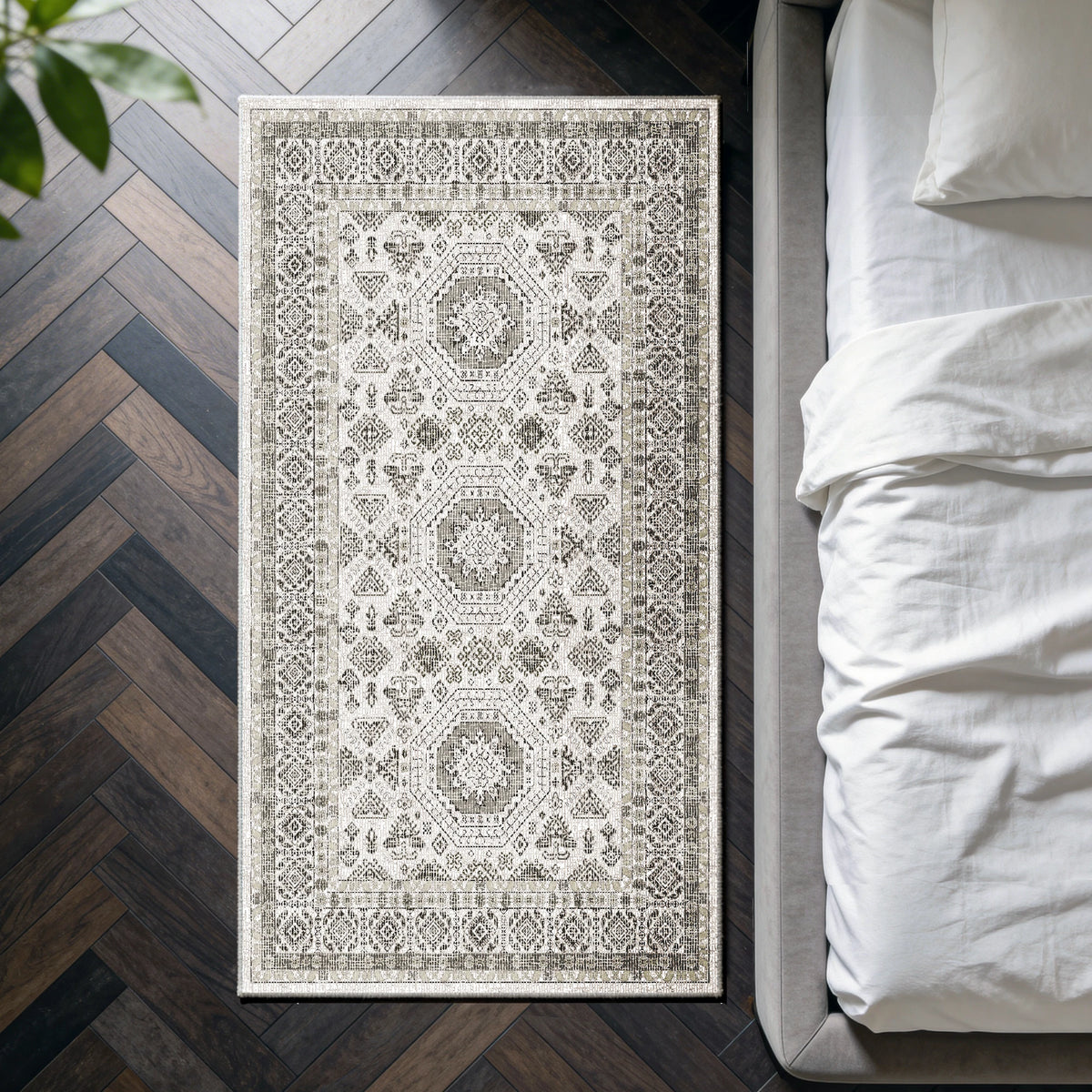 Vassia - Monochrome Washable Kitchen Rug - 80x150cm