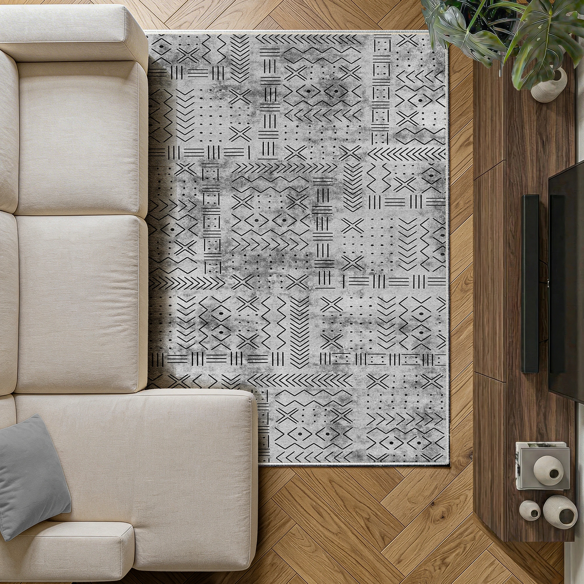 Velano - Geometric Washable Dining Room Area Rug - 120x170cm