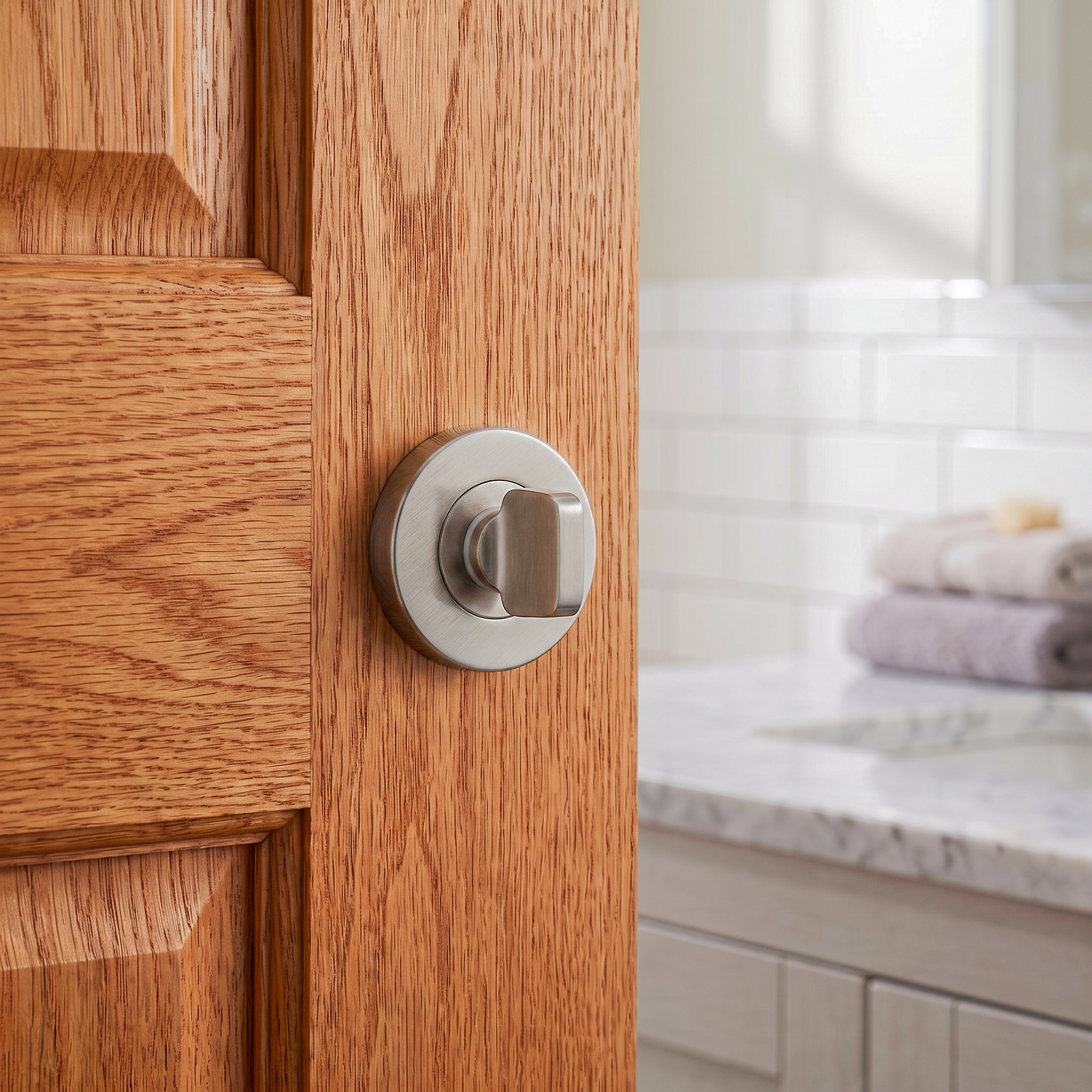 Bathroom Thumbturn and Release - Satin Nickel
