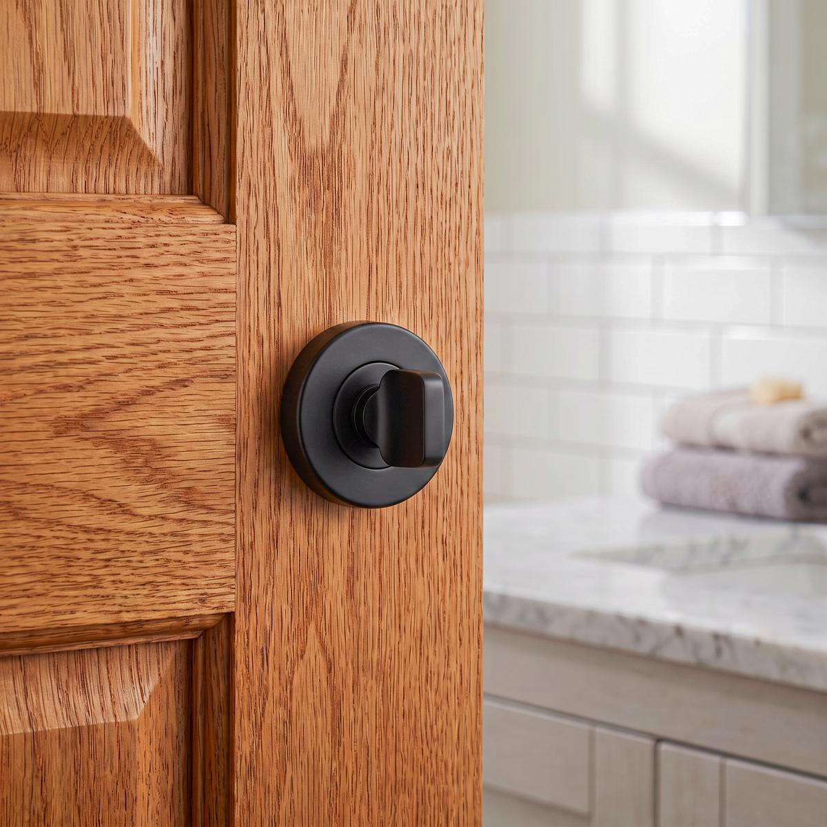 Bathroom Thumbturn and Release - Matt Black