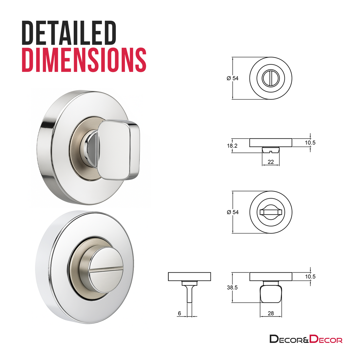 Bathroom Thumbturn and Release - Duo Finish