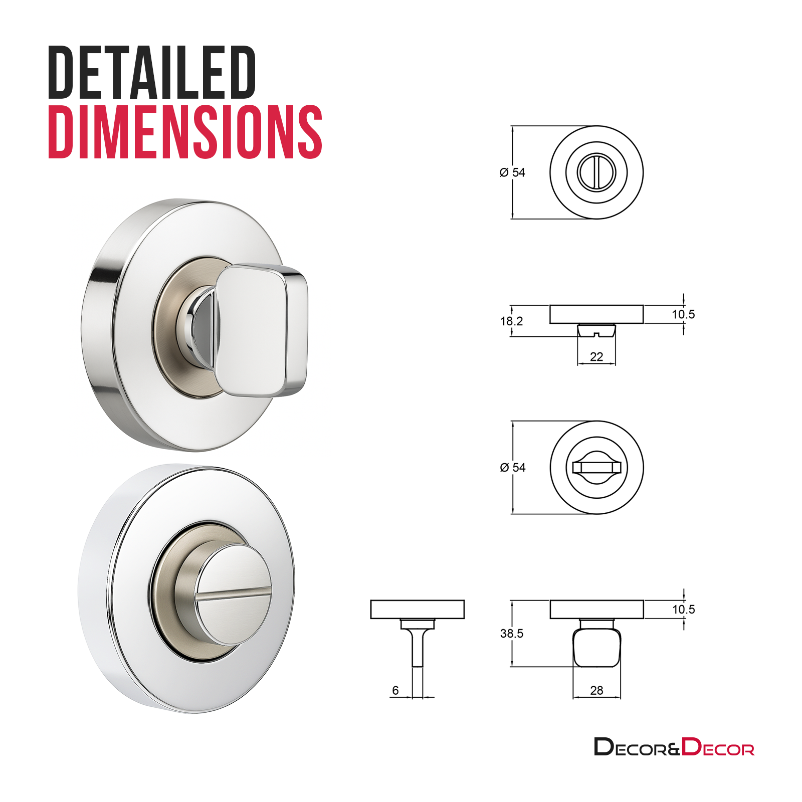 Bathroom Thumbturn and Release - Duo Finish