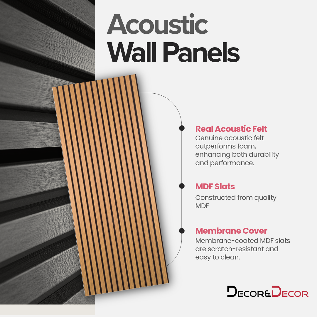 Acoustic Slat Wood Wall Panel - Oak - 2400