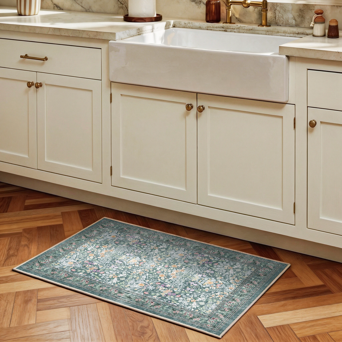 Zafira - Floral Washable Small Rug - 60x90cm
