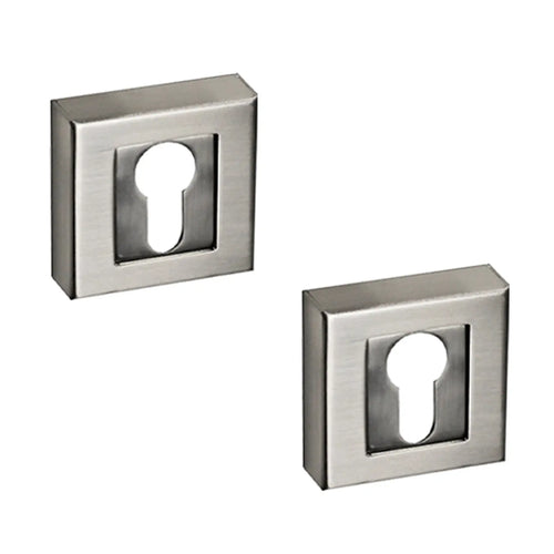 Square Euro Cylinder Keyhole Cover Escutcheon - Satin Nickel - Decor And Decor