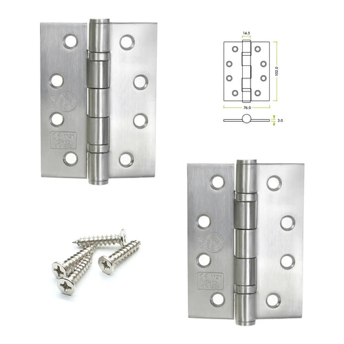 Ball Bearing Fire Rated Door Hinges - 102mm - Pair - Satin Nickel - Decor And Decor