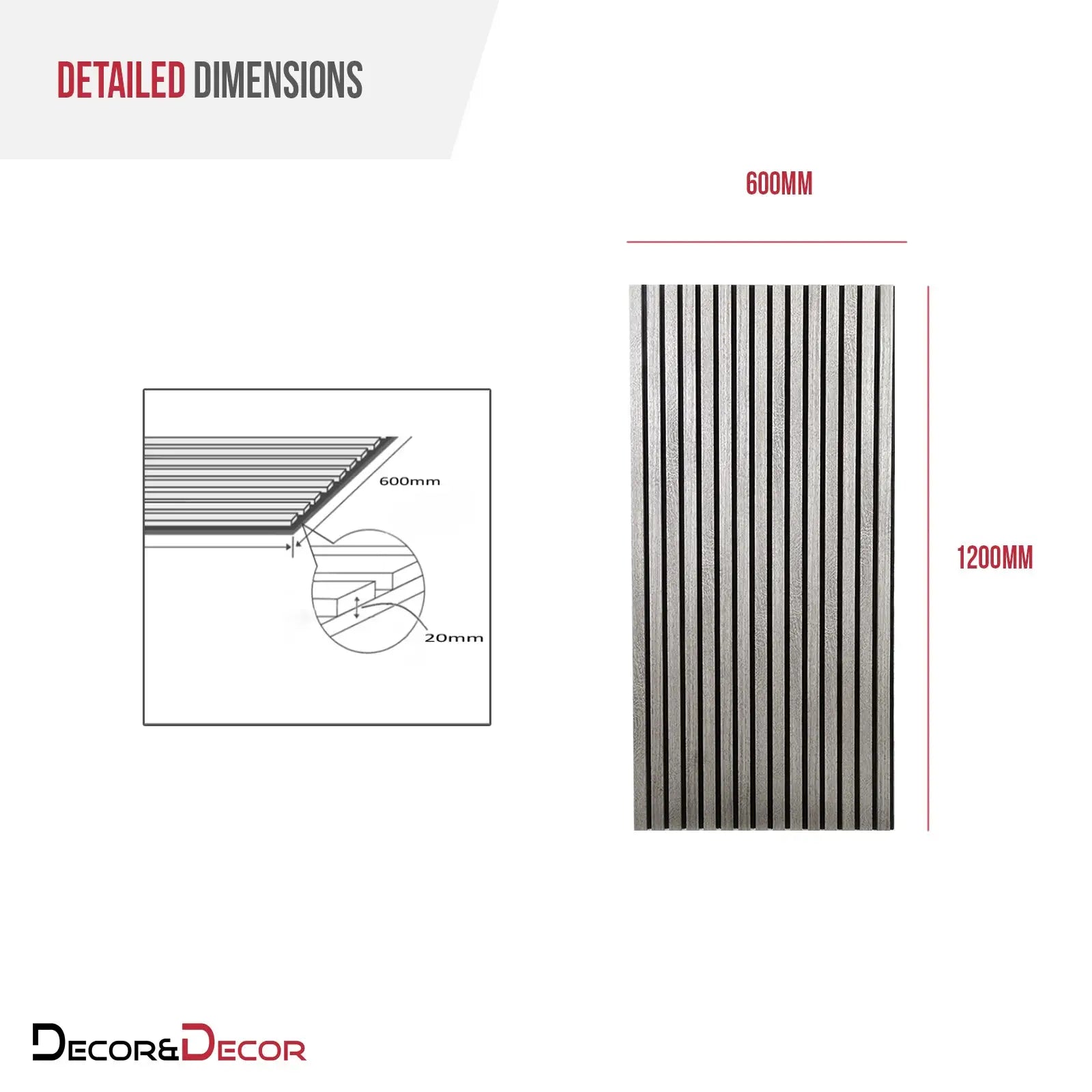 Acoustic Slat Wood Wall Panel - Grey - 1200 - 2 Pack - Panels – 1200mm 2-Pack