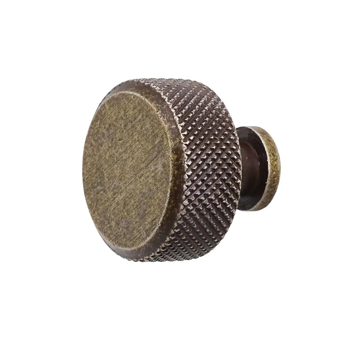 Amelia Knurled Round Cabinet Knob - Antique Brass