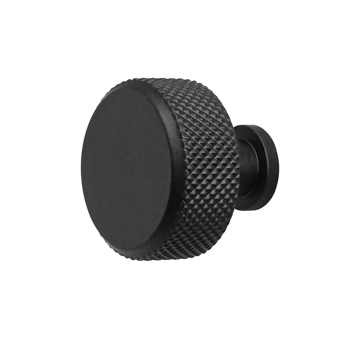 Amelia Knurled Round Cabinet Knob - Matt Black