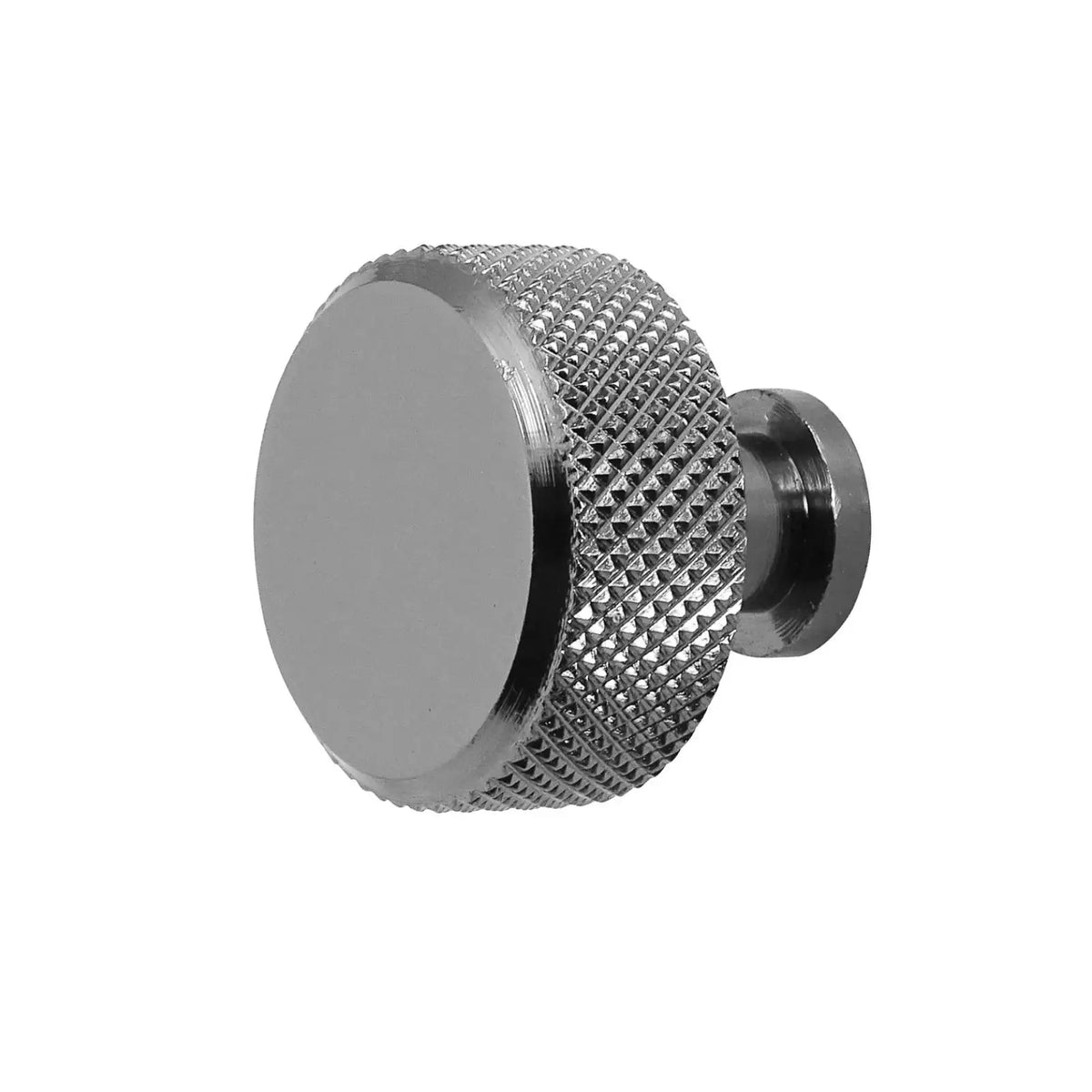 Amelia Knurled Round Cabinet Knob - Polished Nickel Black
