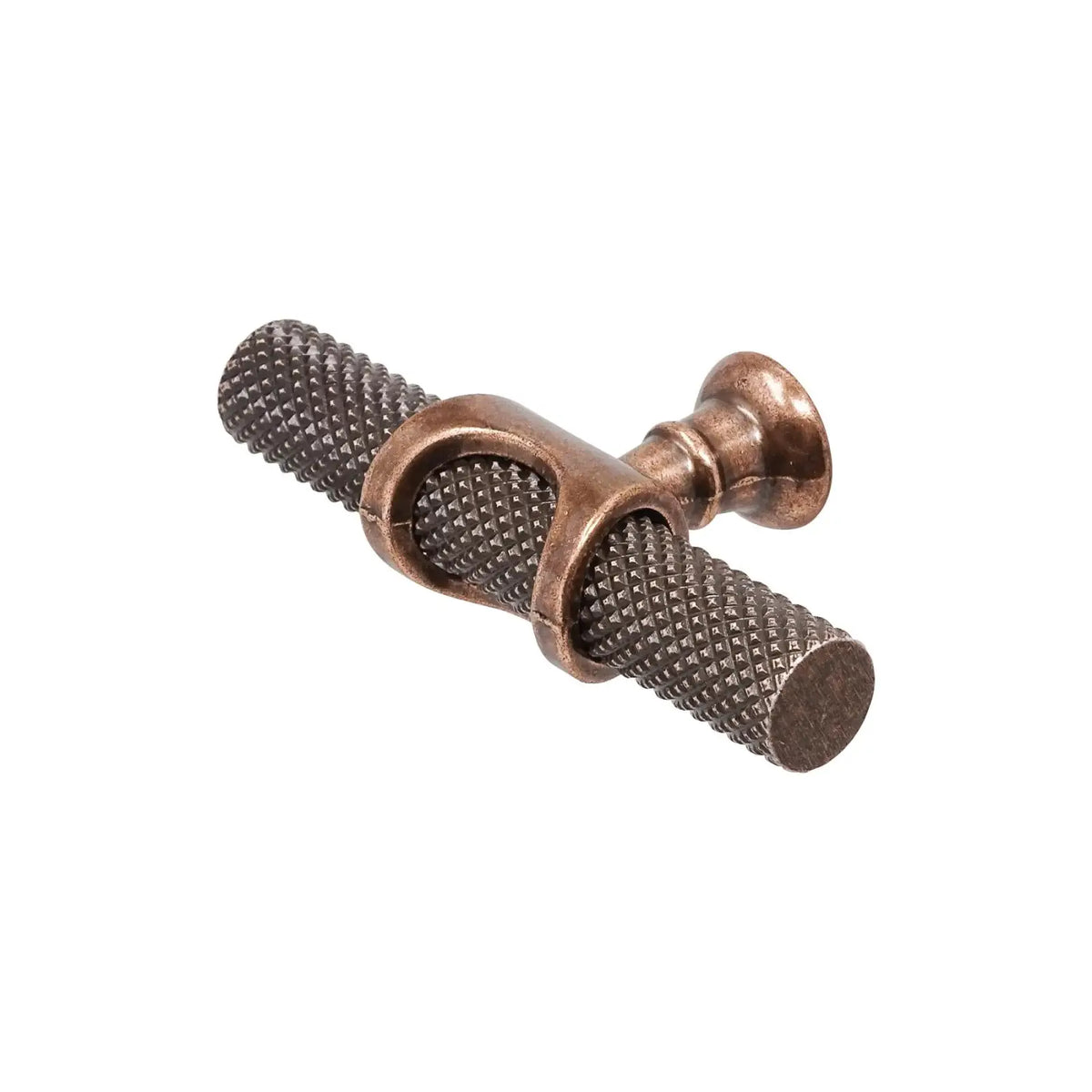 Amelia - Knurled T-Bar Kitchen Cabinet Knob - Antique Copper