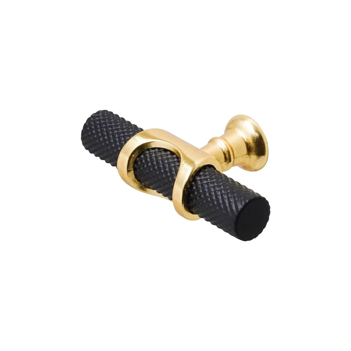 Amelia - Knurled T-Bar Kitchen Cabinet Knob - Matt Black - Matt Gold