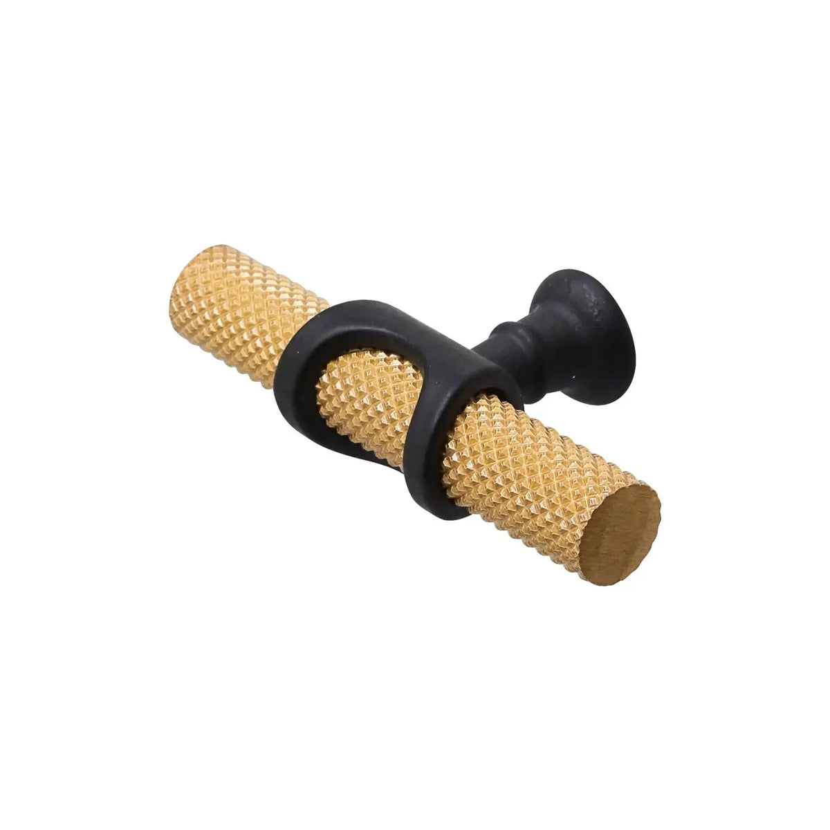 Amelia - Knurled T-Bar Kitchen Cabinet Knob - Matt Gold - Matt Black