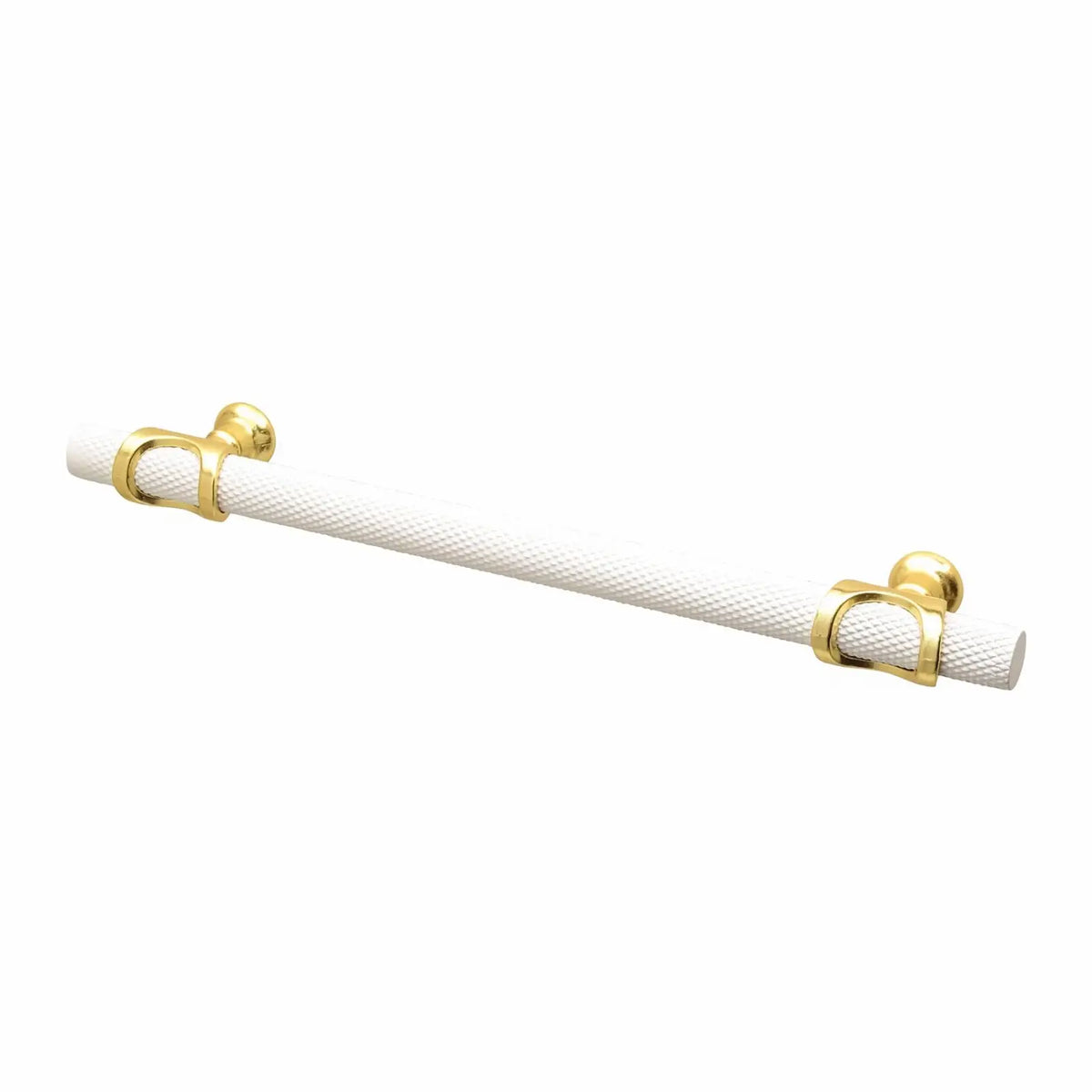 Amelia - Knurled T-Bar Kitchen Cupboard Handle -  White - Matt Gold