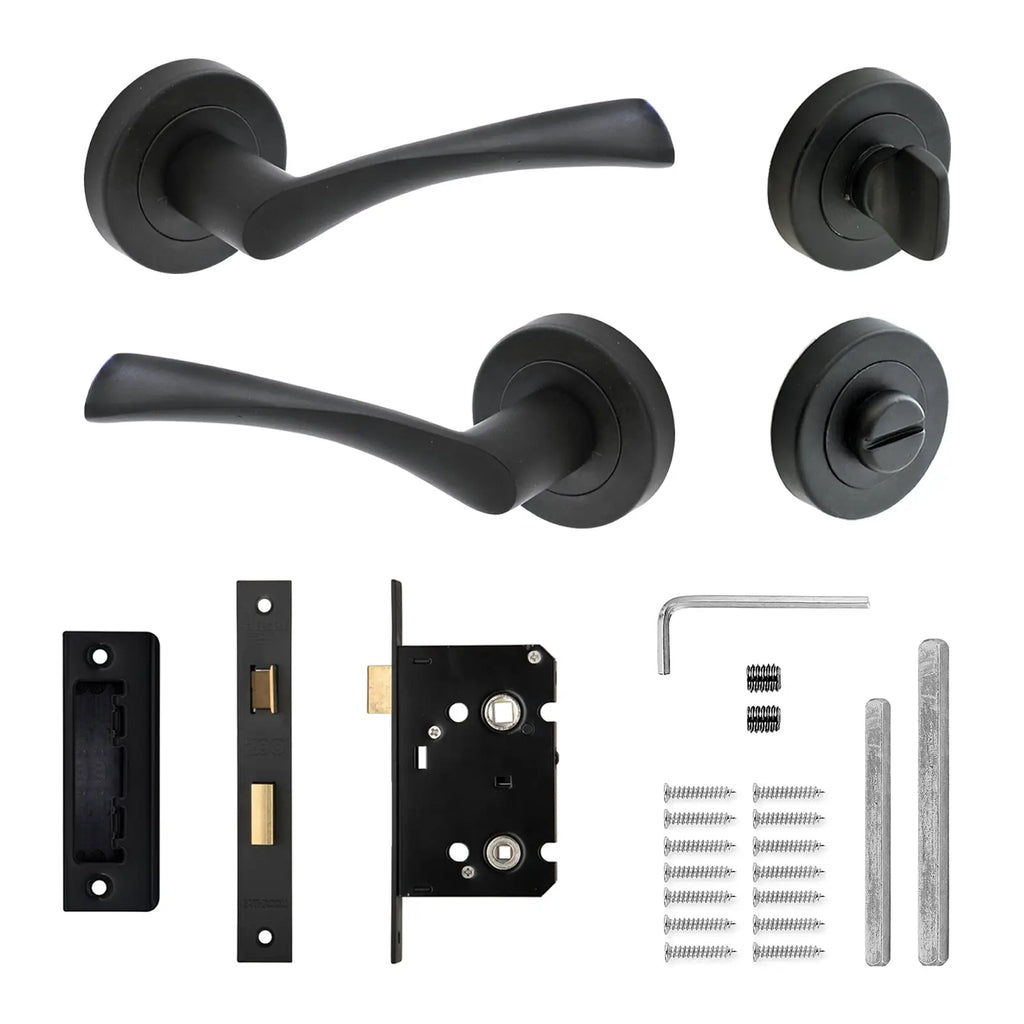 Apex Matt Bathroom Door Lever Handles Bathroom Kit Set