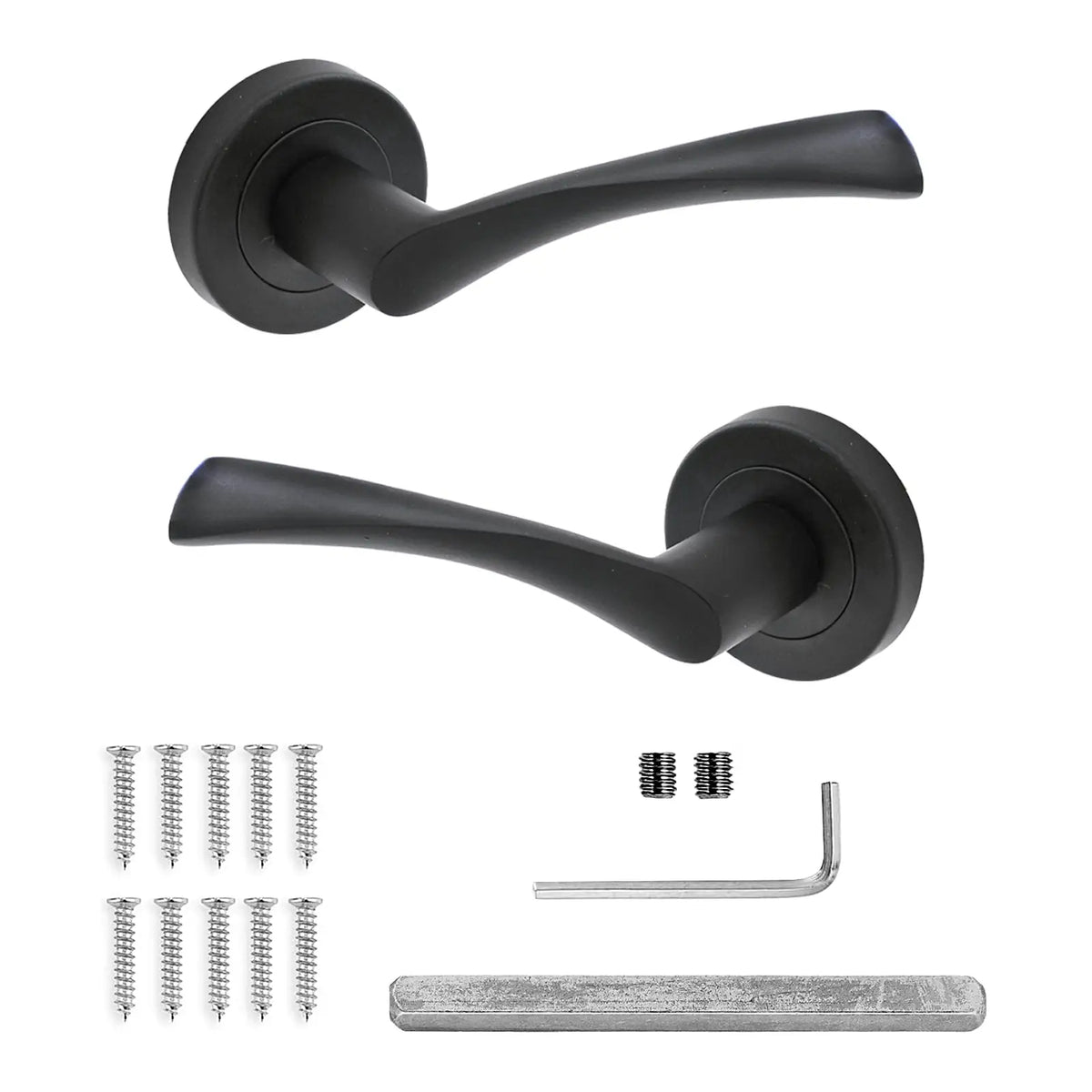 Apex Matt Black Door Lever Handles - Pair of Handles