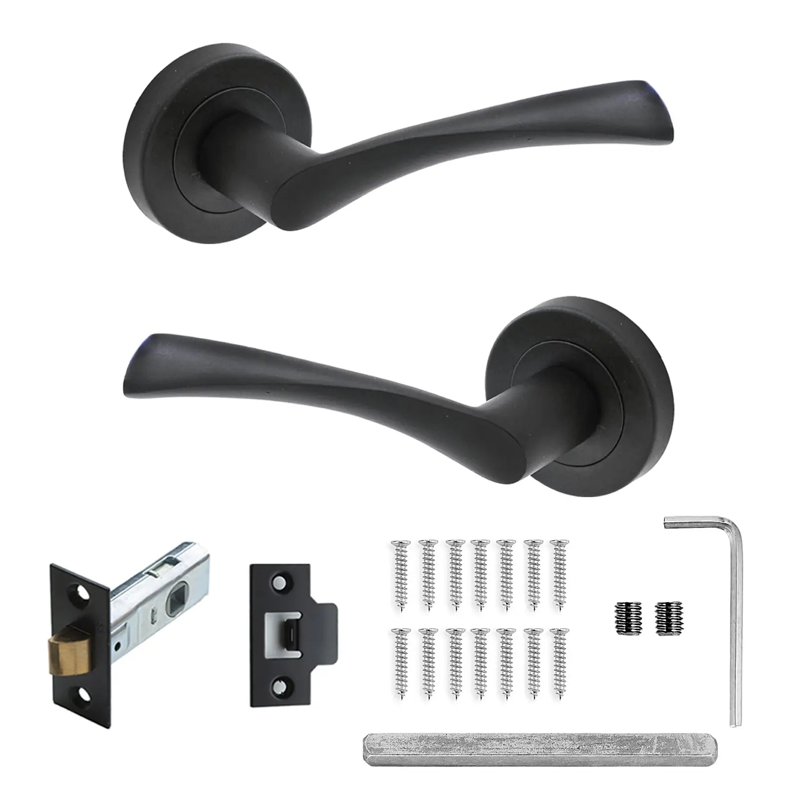Apex Matt Black Passage Door Lever Handles - Latch Kit Set - Decor And Decor
