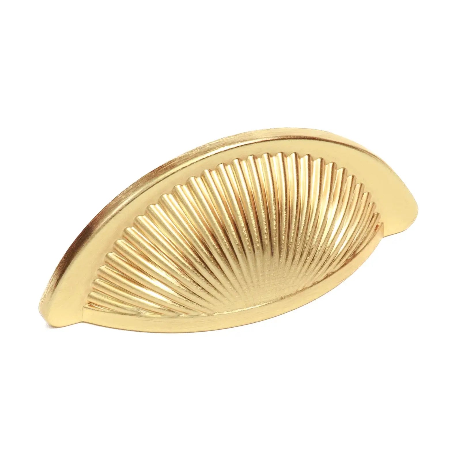 Gold semi-circular drawer pull with ridges from Arro Kitchen Cabinet Cup Handle Matt Gold