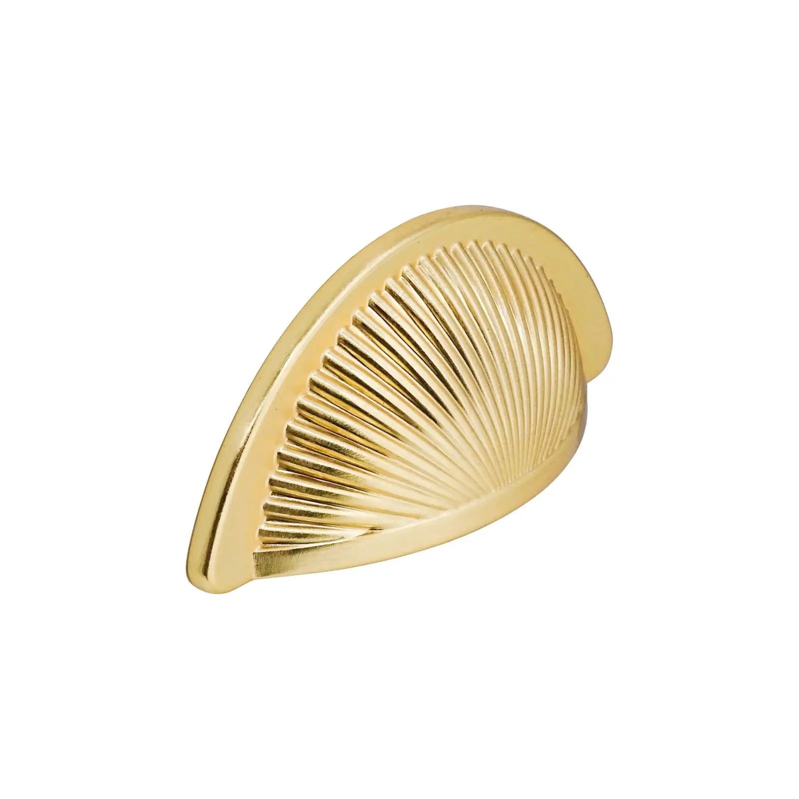 Gold-colored ridged semi-circular drawer pull from Arro Kitchen Cabinet Cup Handle Matt Gold