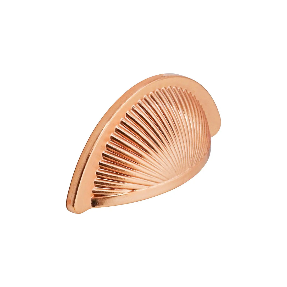 Copper-colored ridged semi-circular drawer pull for Arro kitchen cabinet cup handle