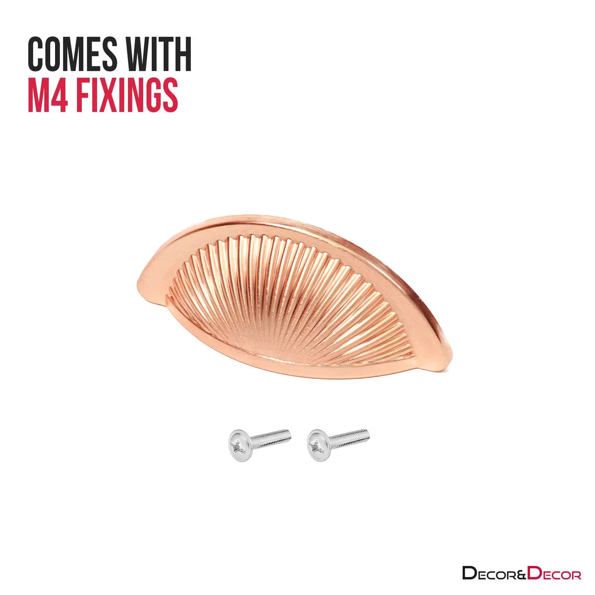 Copper-colored shell drawer pull with screws from Arro Kitchen Cabinet Cup Handle