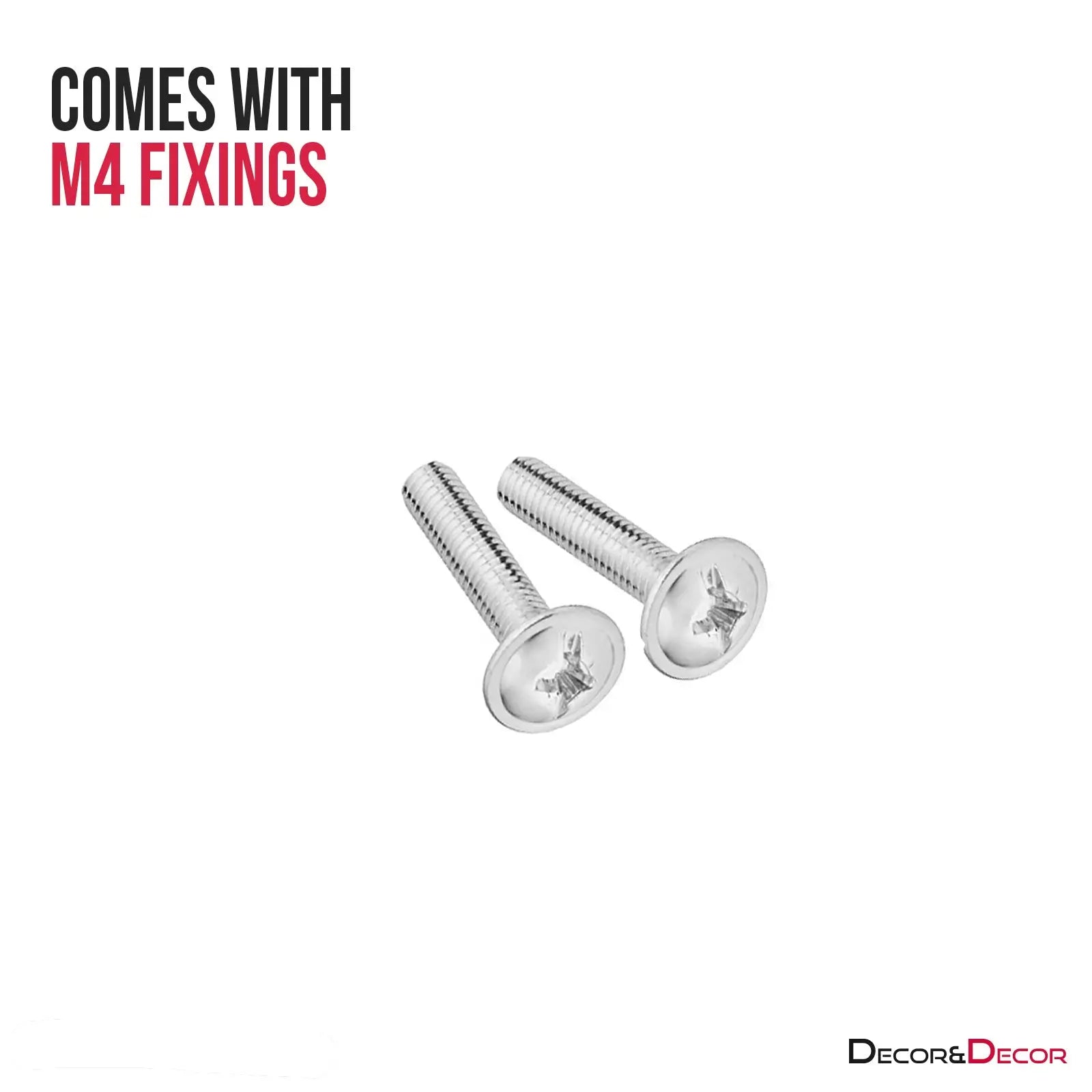 Two silver screws for Asteria Bow Kitchen Cupboard Handle in Polished Chrome