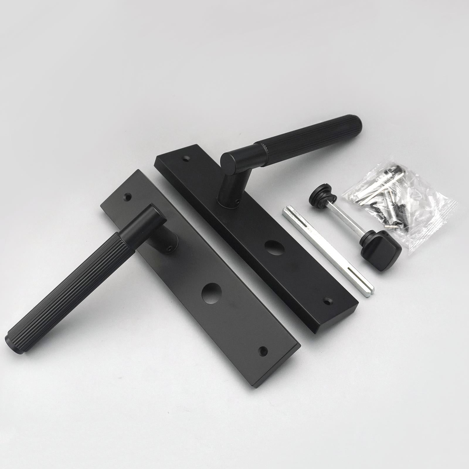 Hera Door Handle on Backplate - WC - Matt Black