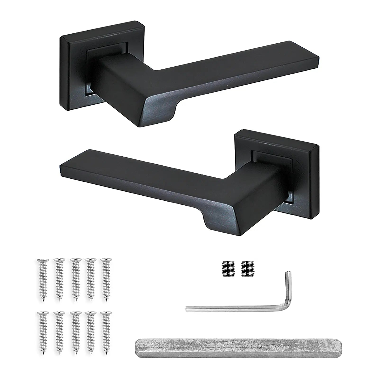 Spectra Matt Black Privacy Door Lever Handles - Sash Lock Kit Set - Decor And Decor