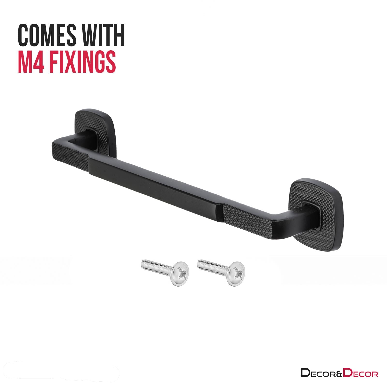 Mara - Knurled Kitchen Cabinet Handle with Backplate - Matt Black