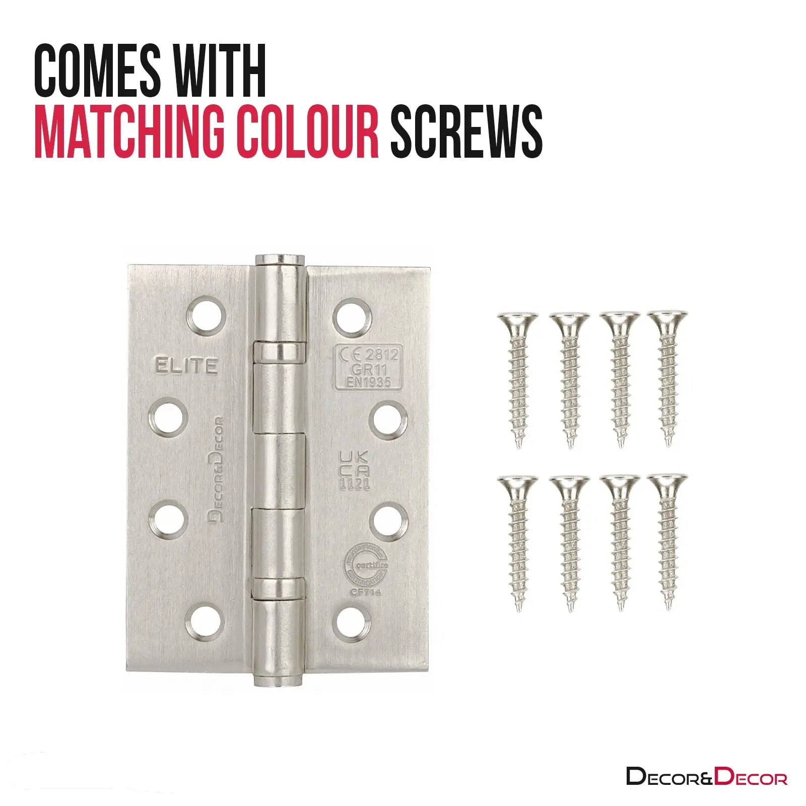 Metal door hinge with screws for Ball Bearing Fire Rated Door Hinges in Satin Nickel