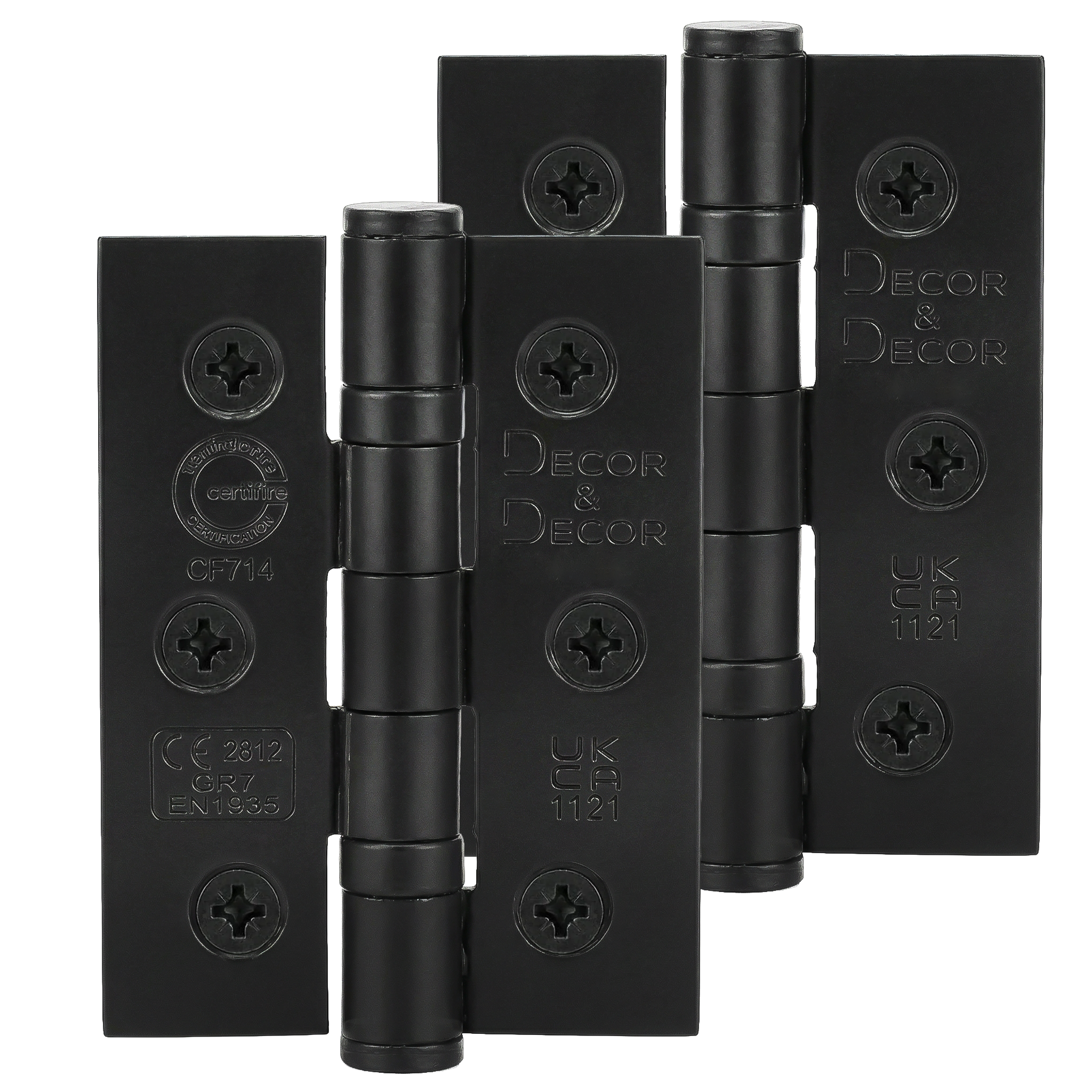 Ball Bearing Fire Rated Door Hinges - 76mm - Pair - Matt Black - Door Hinges