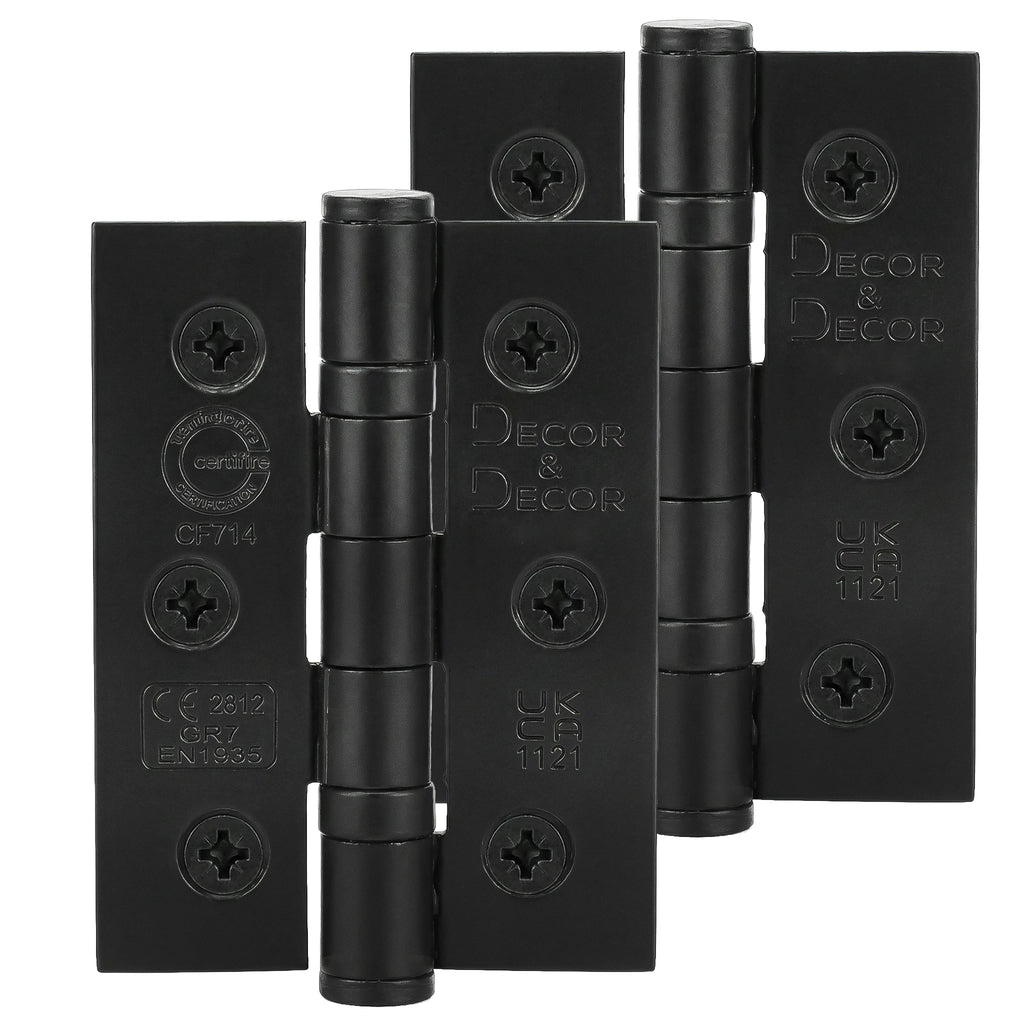 Ball Bearing Fire Rated Door Hinges 76mm Pair Matt