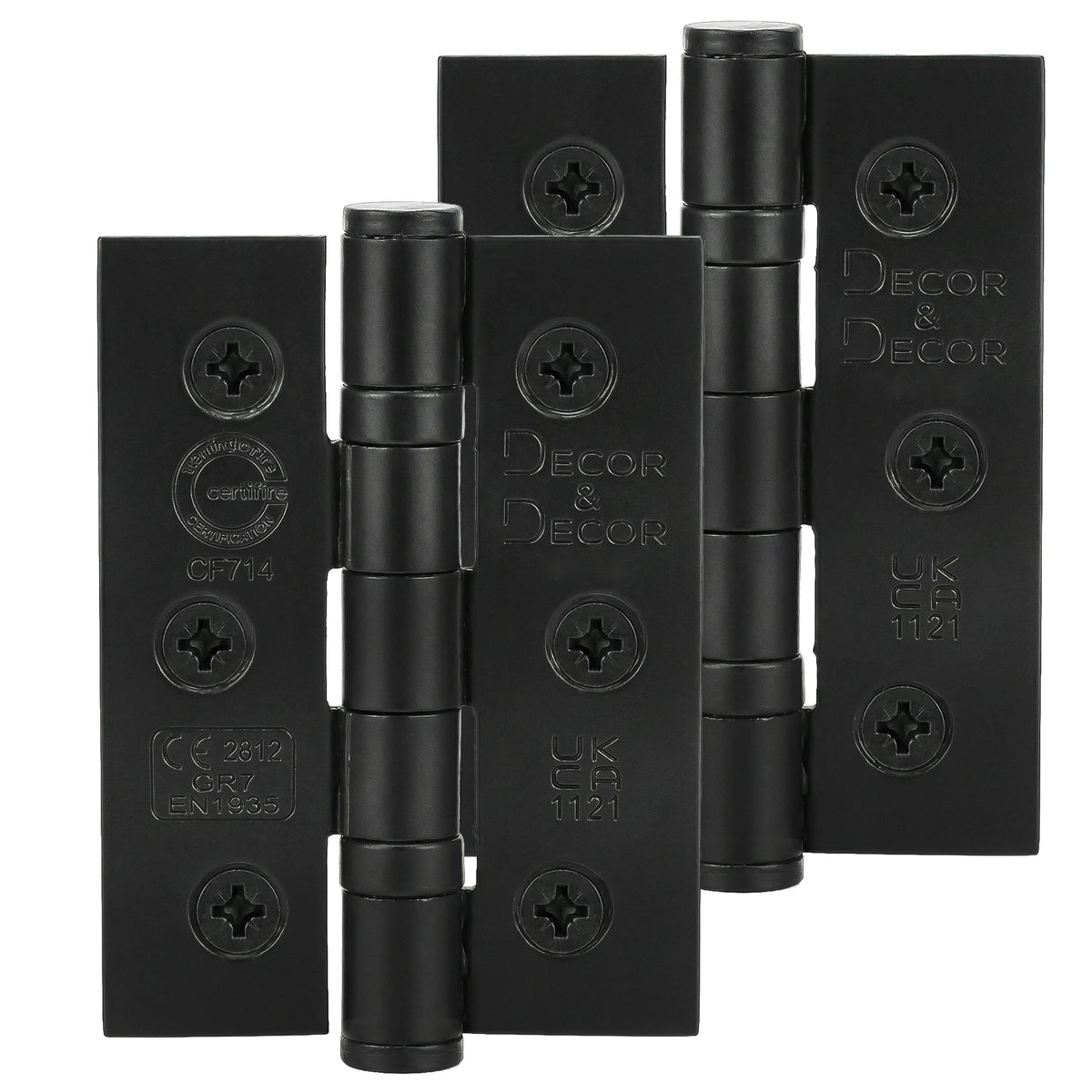 Ball Bearing Fire Rated Door Hinges - 76mm - Pair - Matt Black - Door Hinges