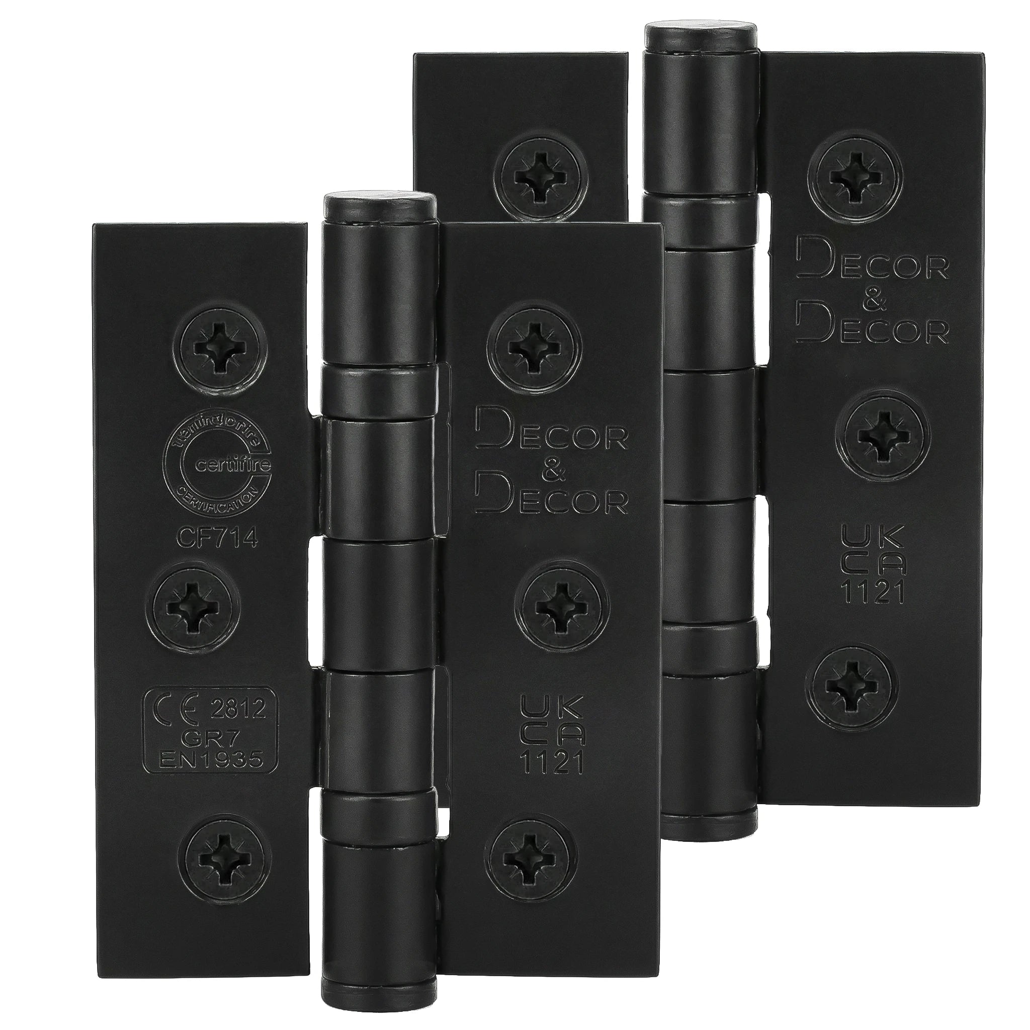 Ball Bearing Fire Rated Door Hinges - 76mm - Pair - Matt Black - Door Hinges