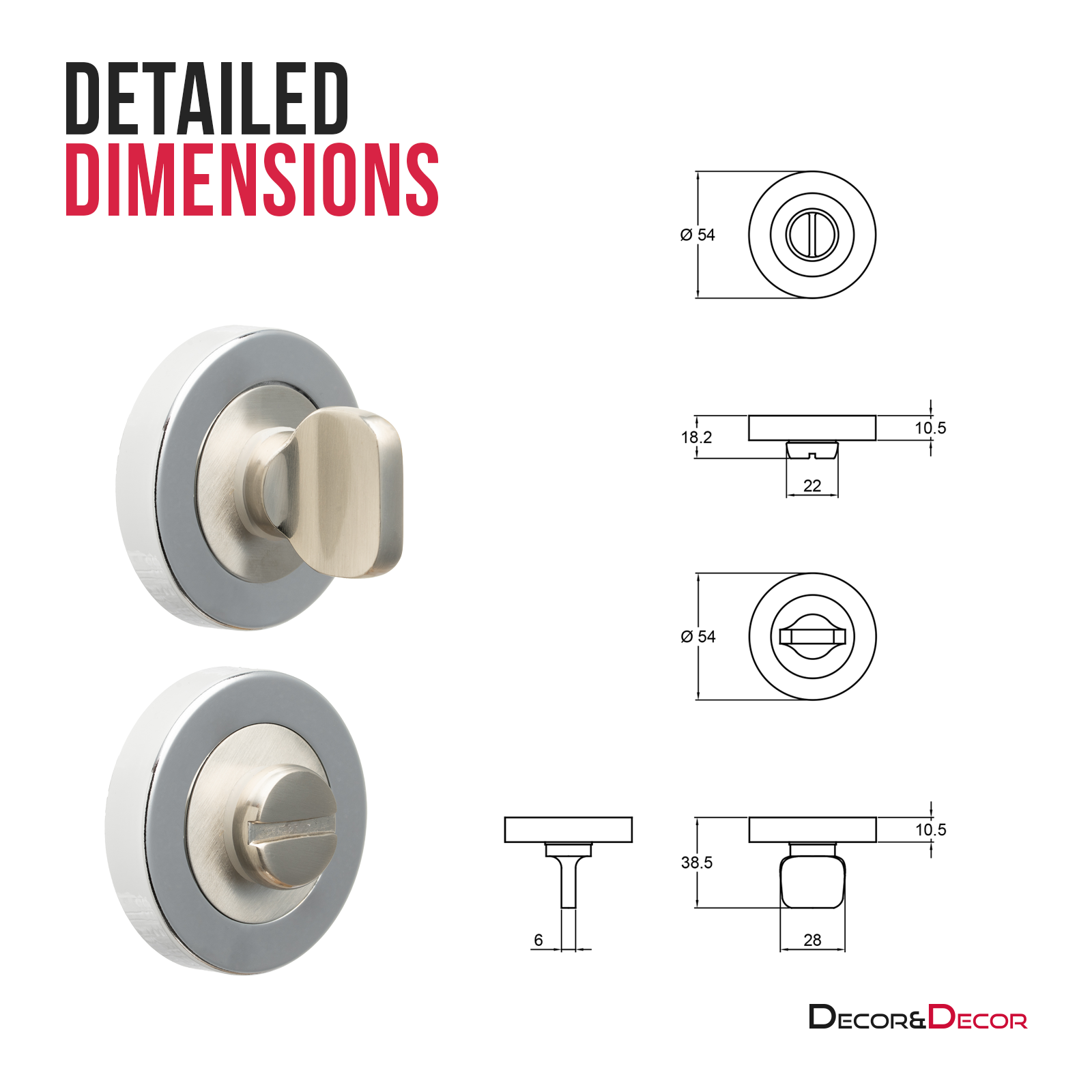 Bathroom Thumbturn and Release - Duo Finish