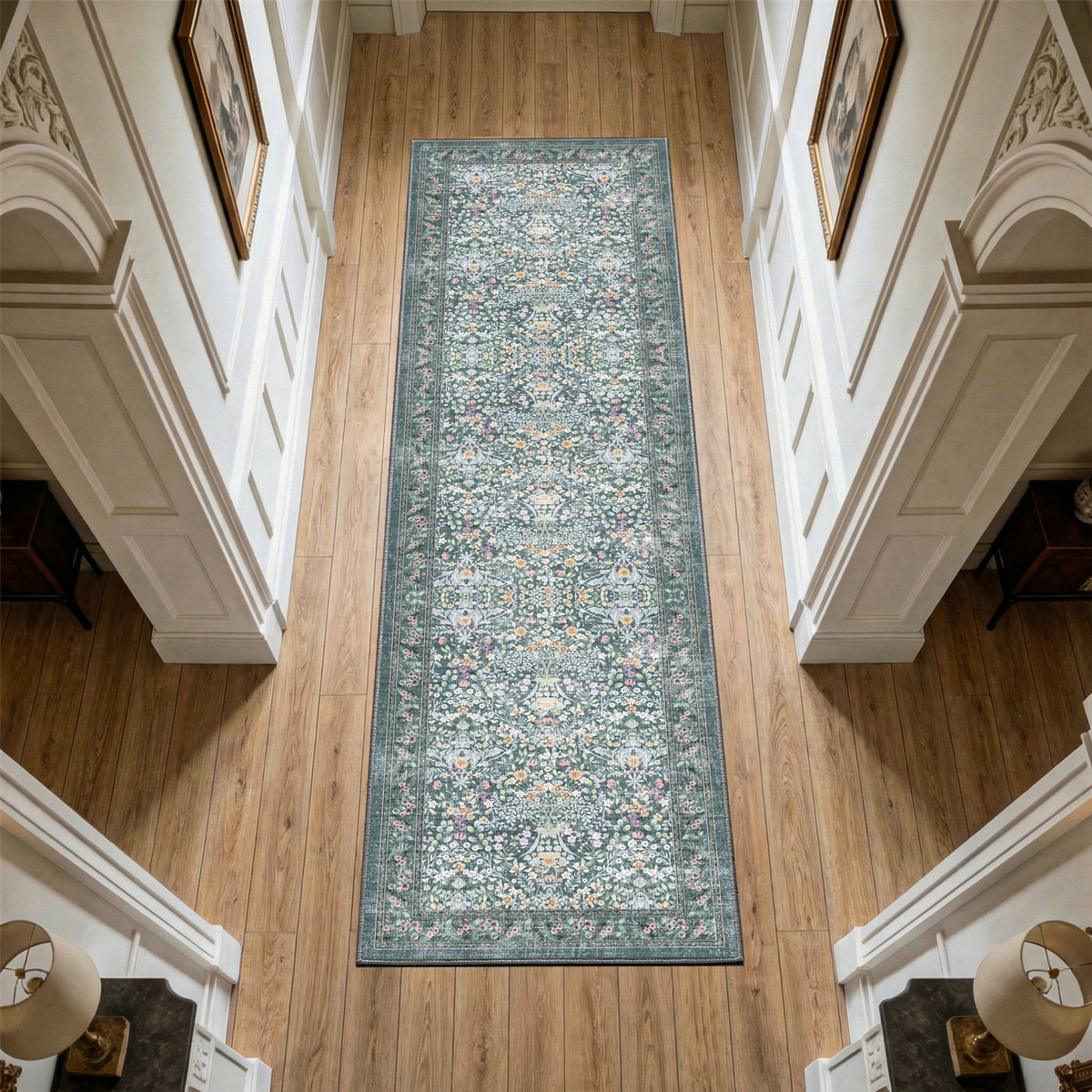 Zafira - Floral Washable Long Runner Rug - 80x300cm