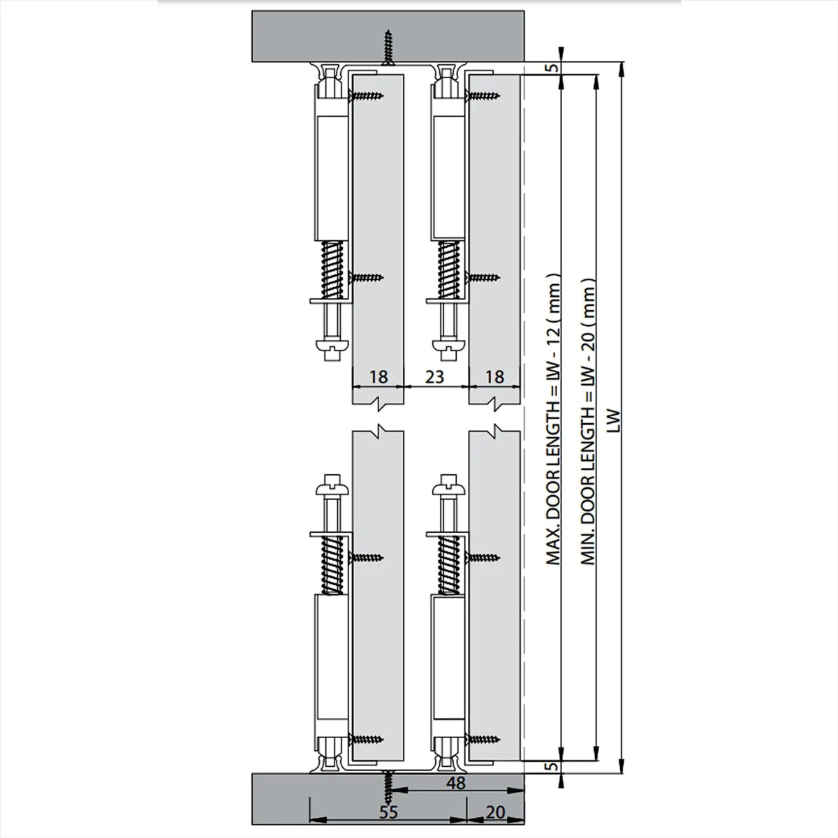 C-Slide Cabinet Sliding Door Runner Kit - 2 Door - 3000mm Track – view 4