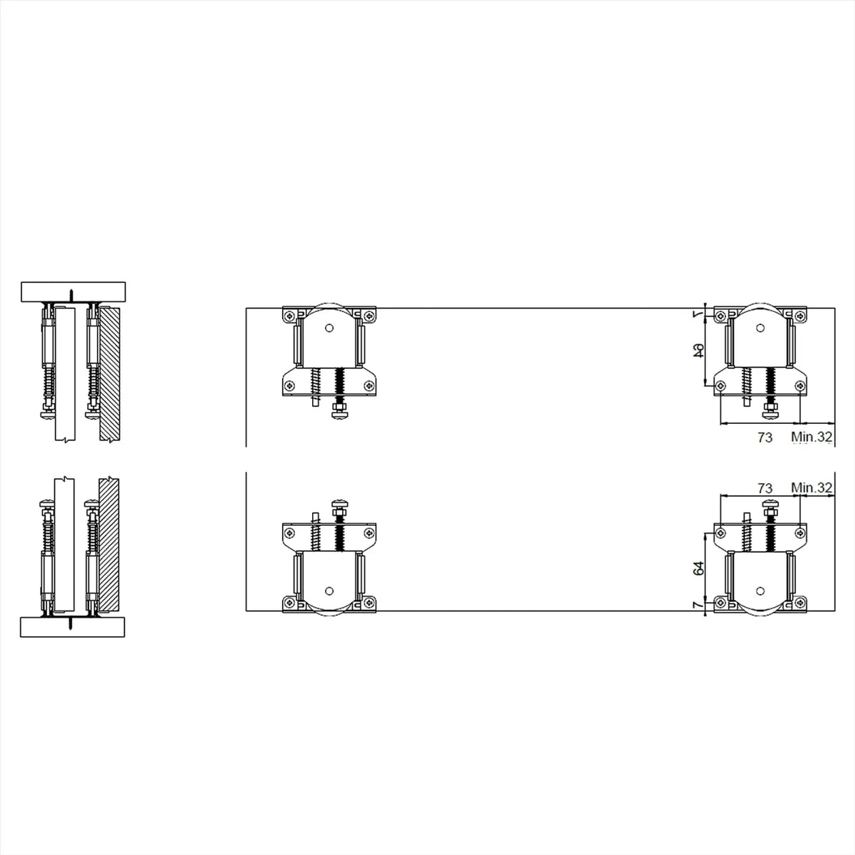C-Slide Cabinet Sliding Door Runner Kit - 2 Door - 3000mm Track – view 5