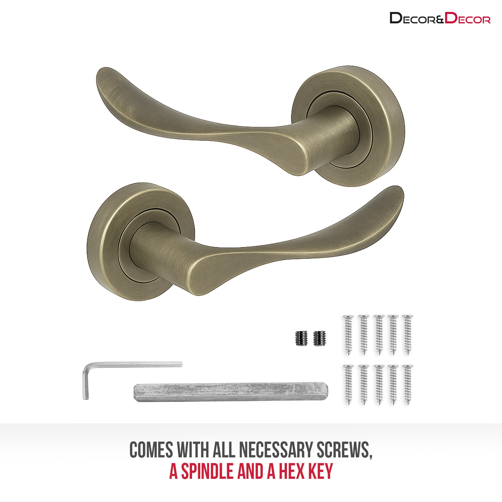 Nimbus Antique Brass Privacy Door Lever Handles - Sash Lock Kit Set