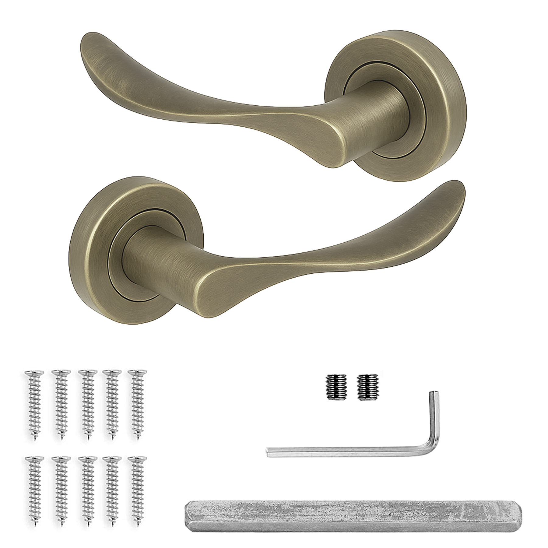 Nimbus Antique Brass Door Lever Handles - Latch And Hinge Set - Latch & Hinge - Additional View | Decoranddecor