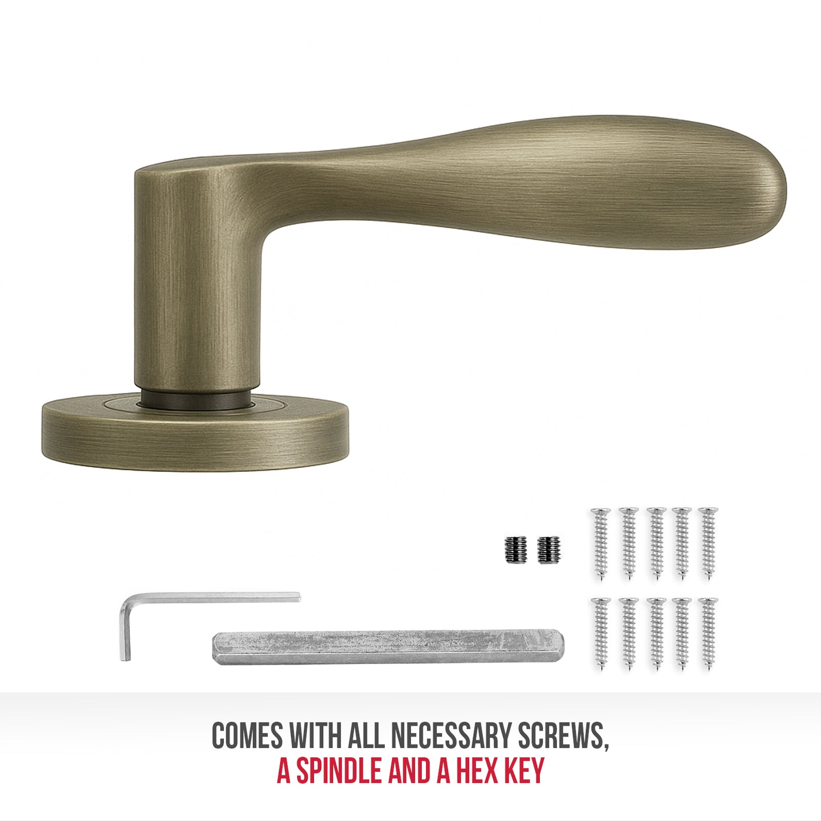 Nimbus Antique Brass Passage Door Lever Handles - Latch Kit Set